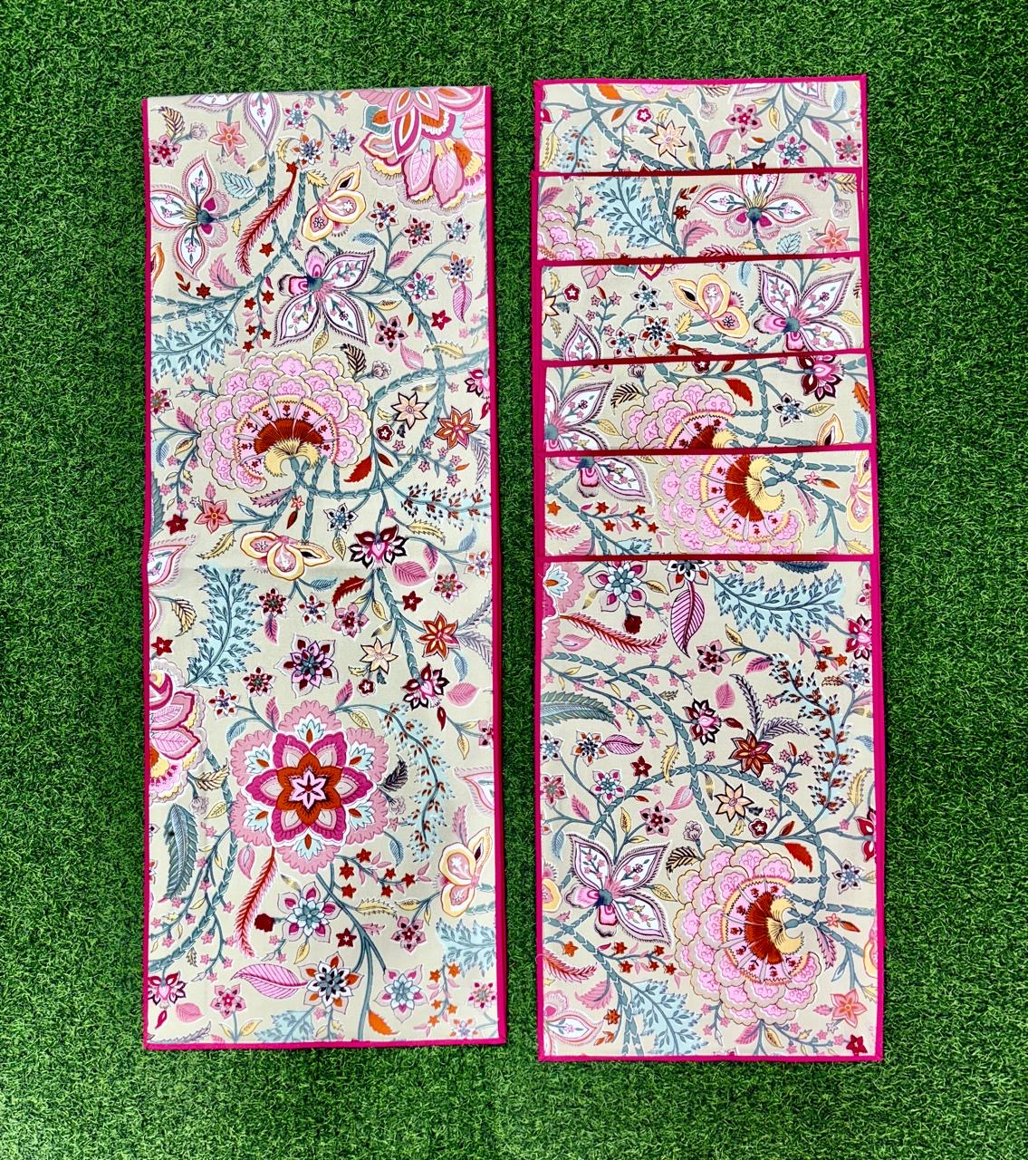 Pure cotton printed table runner and placemats combo for 6 seater dining tables
