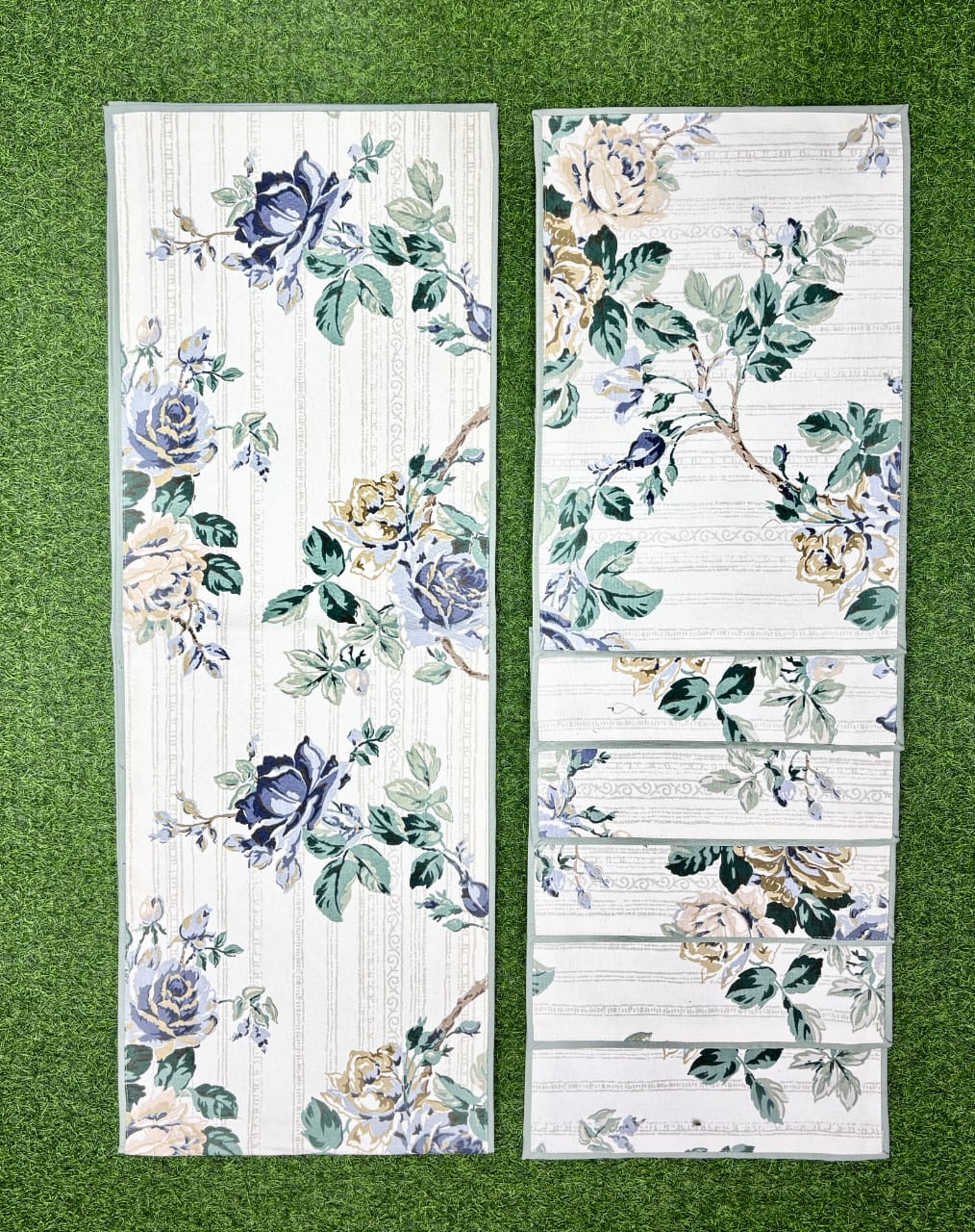 Pure cotton printed table runner and placemats combo for 6 seater dining tables Pure cotton printed table runner and placemats combo for 6 seater dining tables