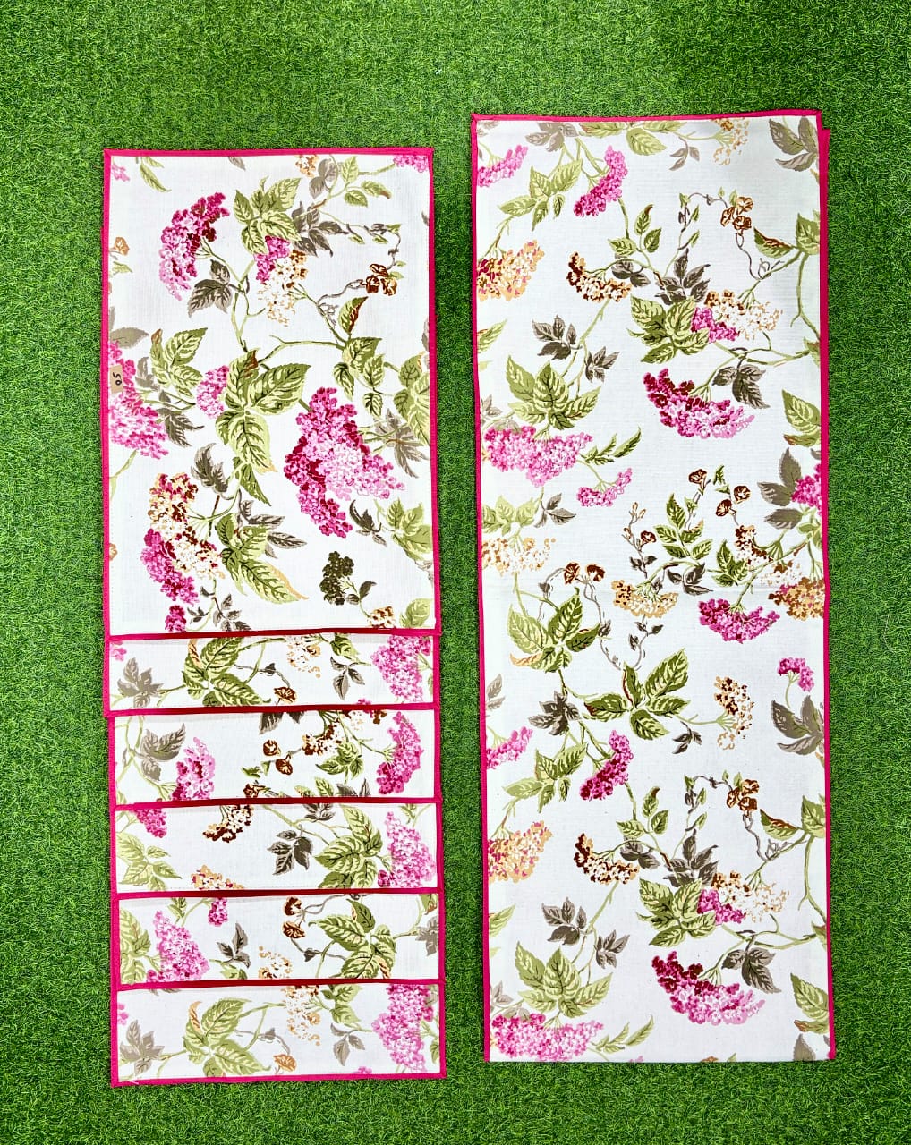Pure cotton printed table runner and placemats combo for 6 seater dining tables
