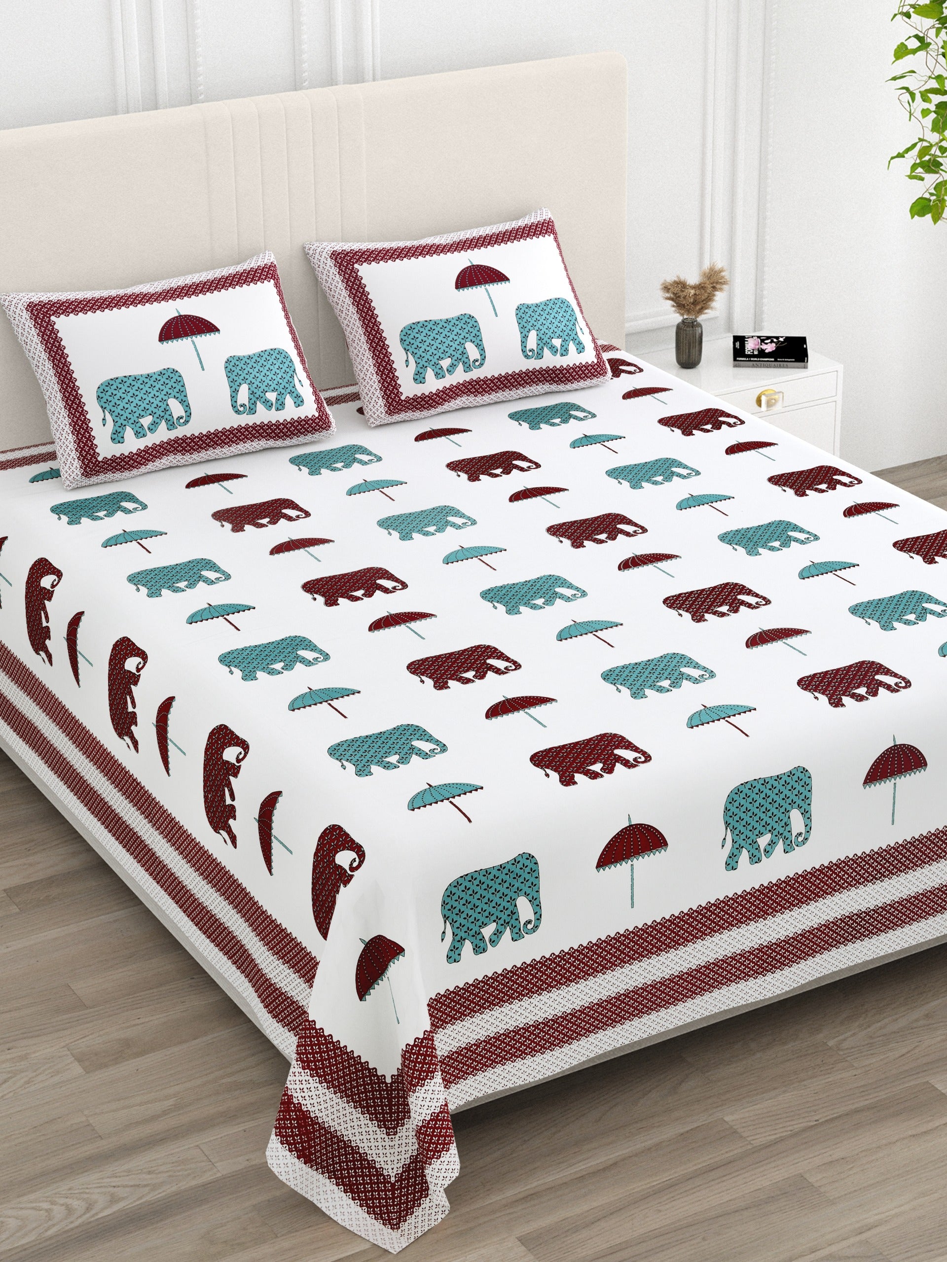Pure cotton super king size bedsheet 108x108 inches/9x9 feet with 2 pillow covers