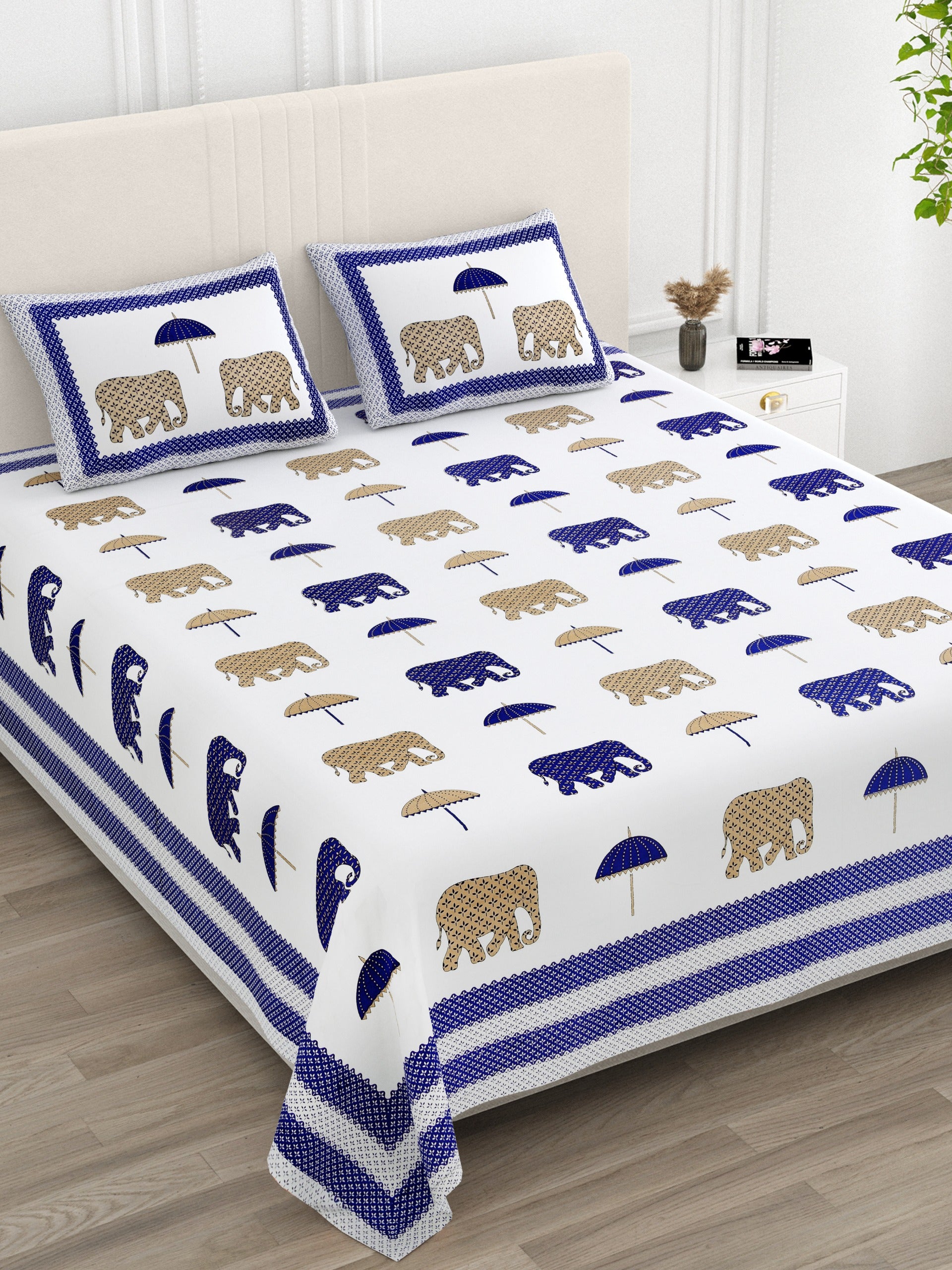 Pure cotton super king size bedsheet 108x108 inches/9x9 feet with 2 pillow covers
