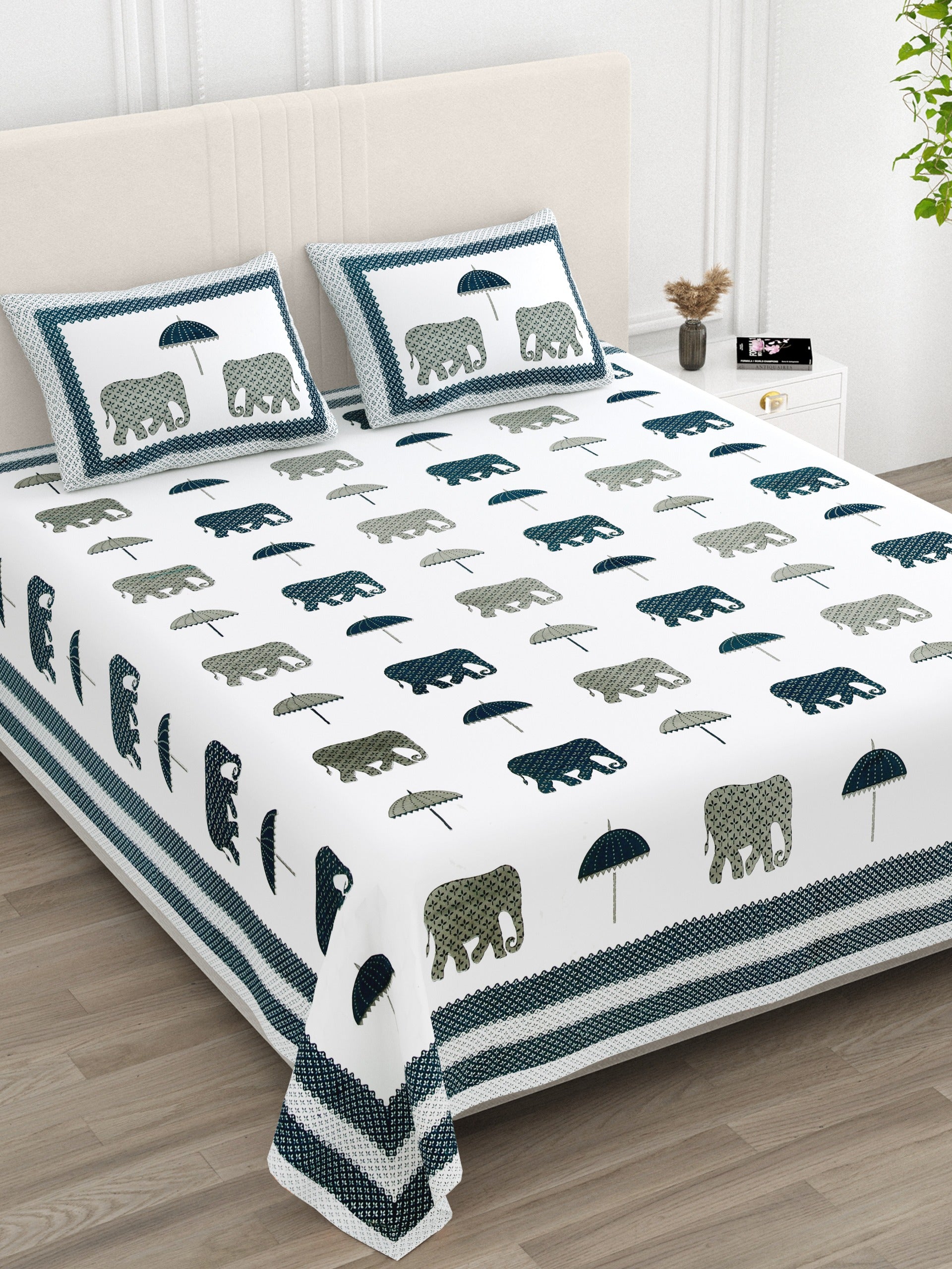 Pure cotton super king size bedsheet 108x108 inches/9x9 feet with 2 pillow covers