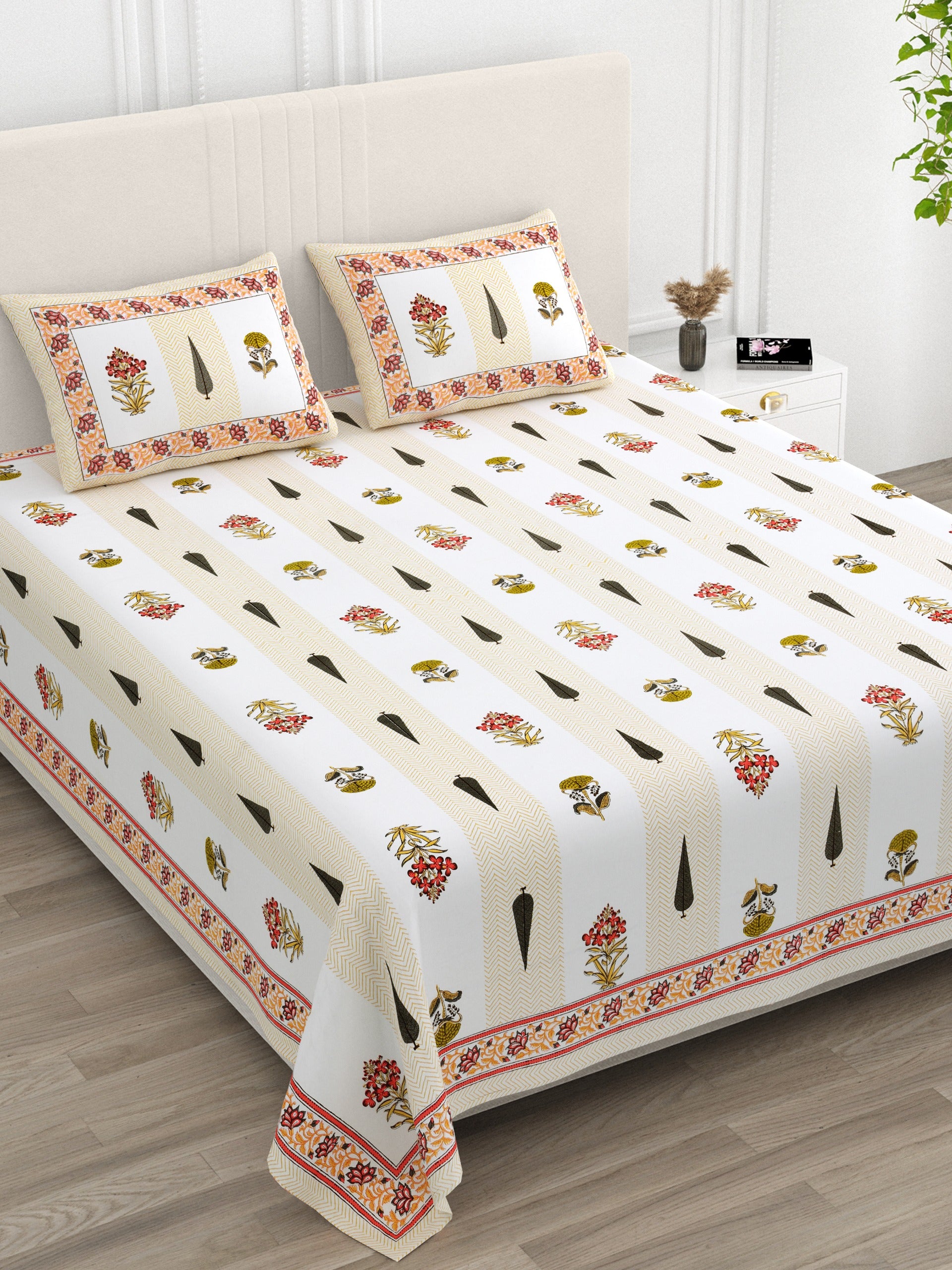 Pure cotton super king size bedsheet 108x108 inches/9x9 feet with 2 pillow covers