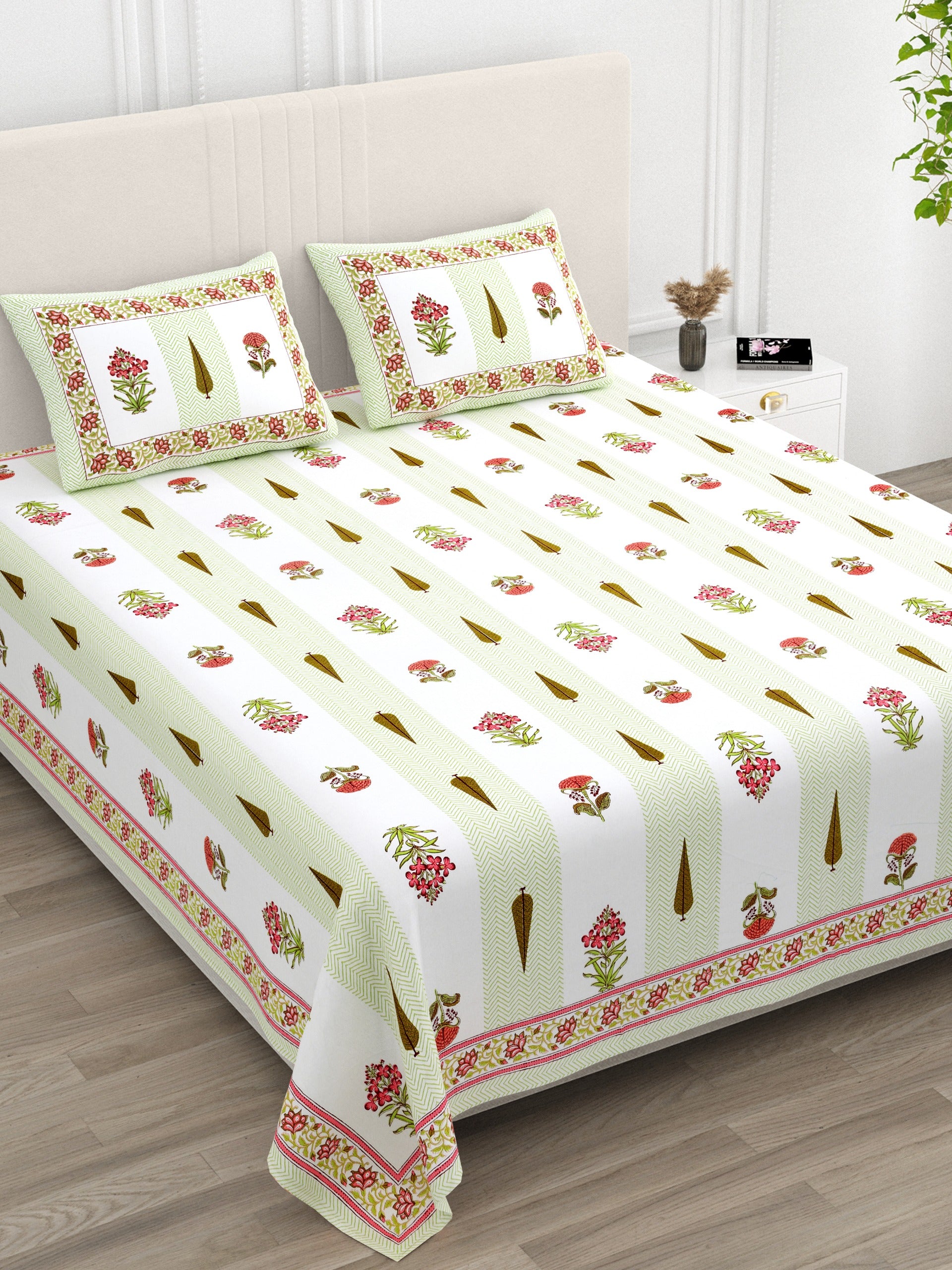 Pure cotton super king size bedsheet 108x108 inches/9x9 feet with 2 pillow covers
