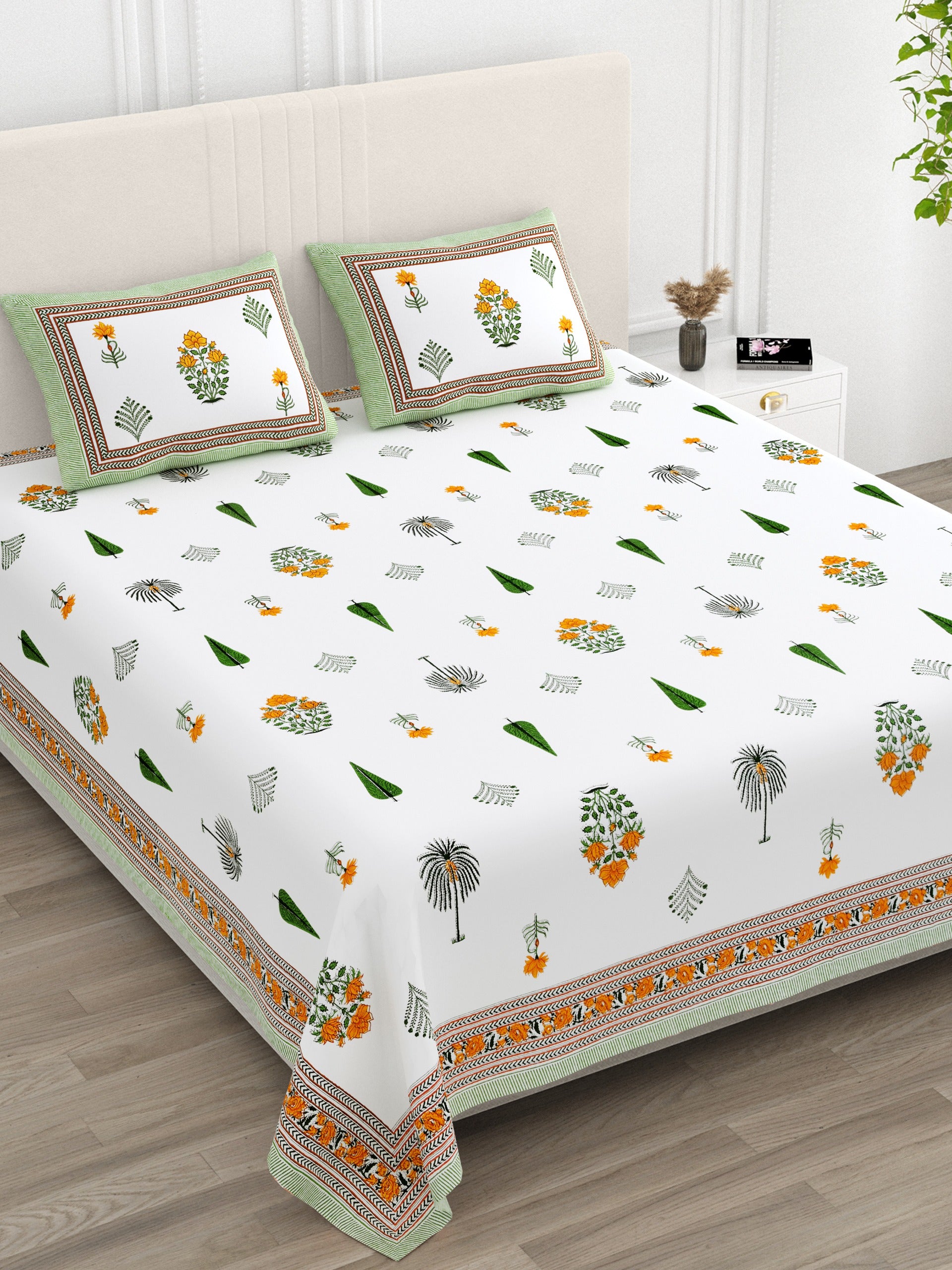 Pure cotton super king size bedsheet 108x108 inches/9x9 feet with 2 pillow covers