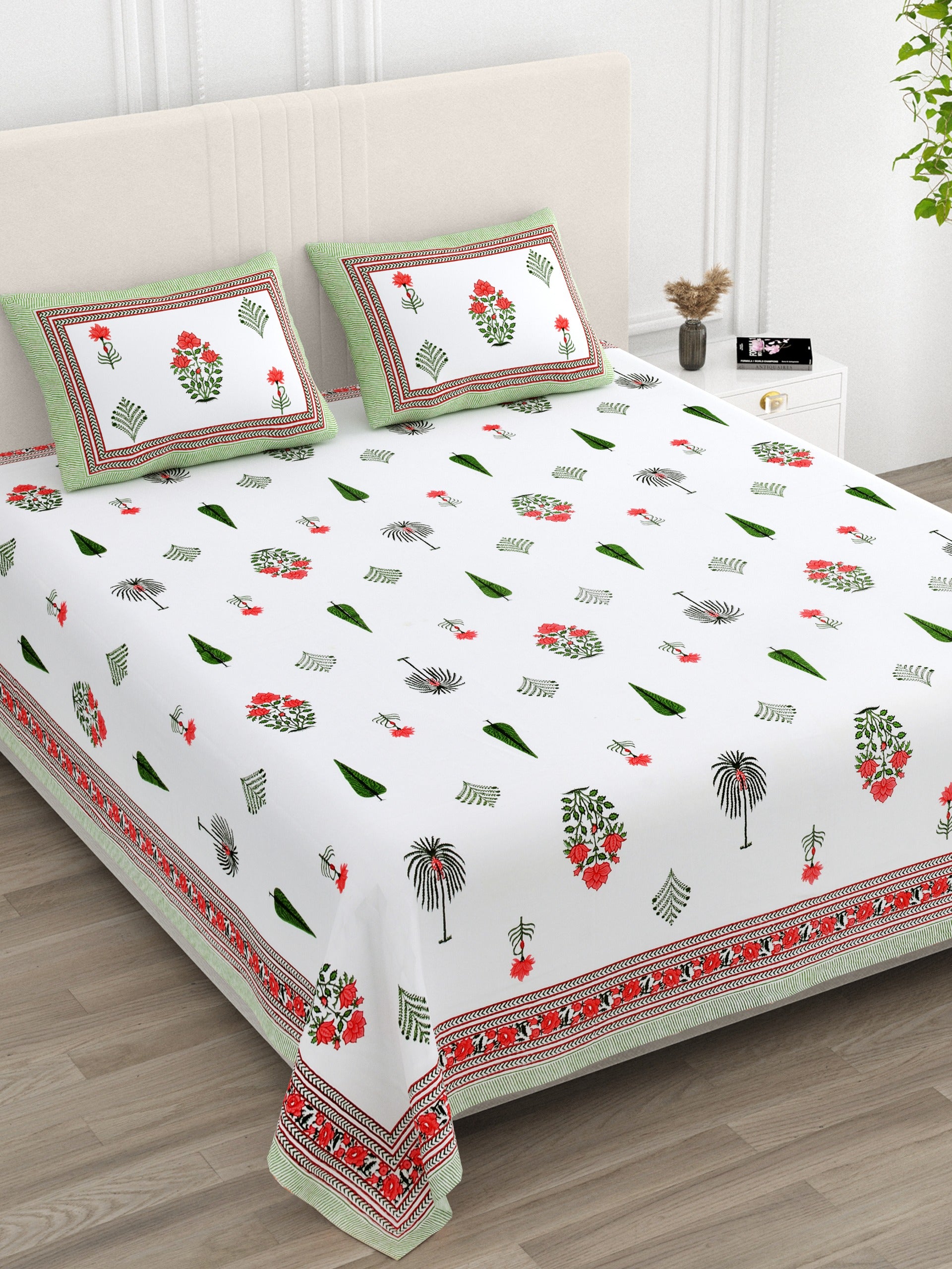 Pure cotton super king size bedsheet 108x108 inches/9x9 feet with 2 pillow covers