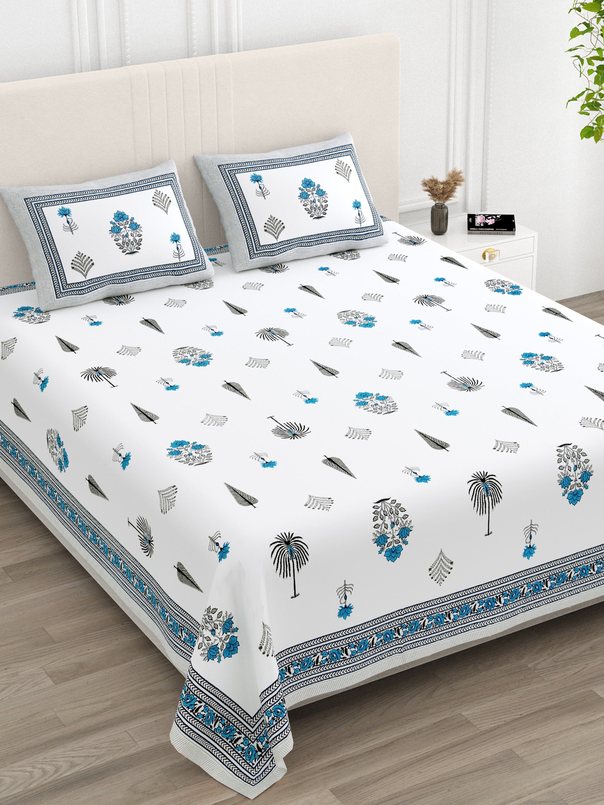 Pure cotton super king size bedsheet 108x108 inches/9x9 feet with 2 pillow covers