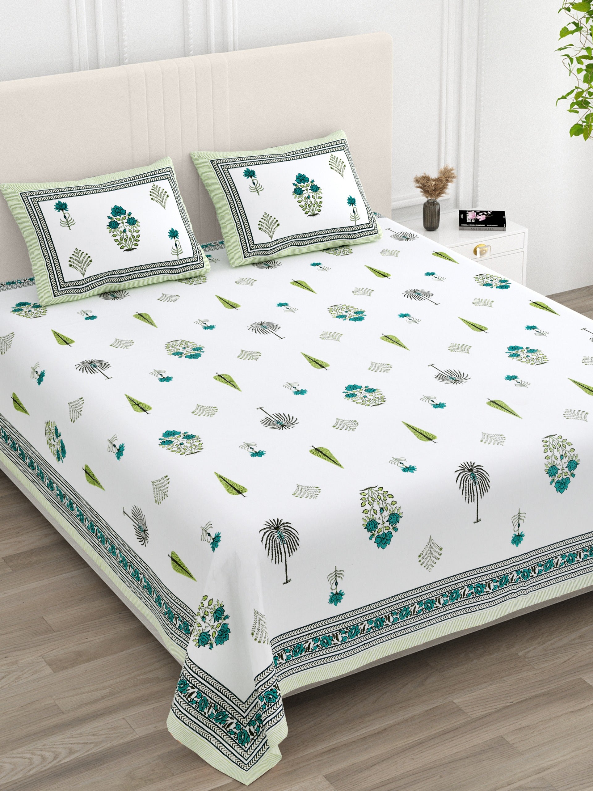 Pure cotton super king size bedsheet 108x108 inches/9x9 feet with 2 pillow covers