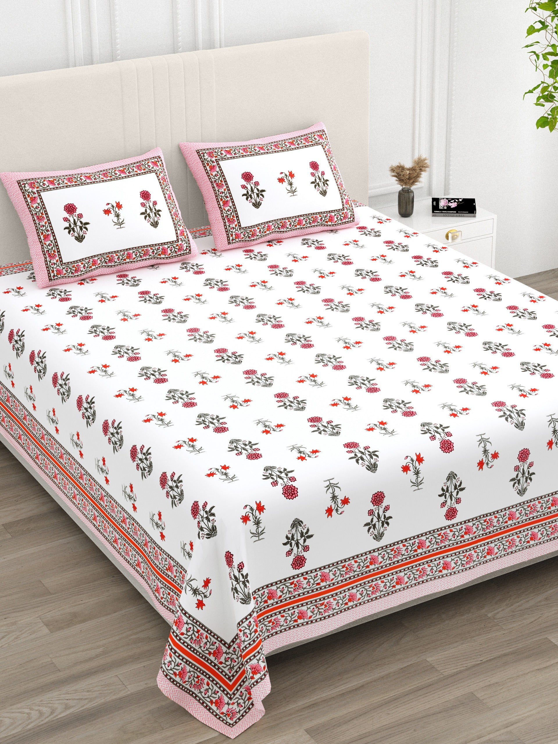 Pure cotton super king size bedsheet 108x108 inches/9x9 feet with 2 pillow covers