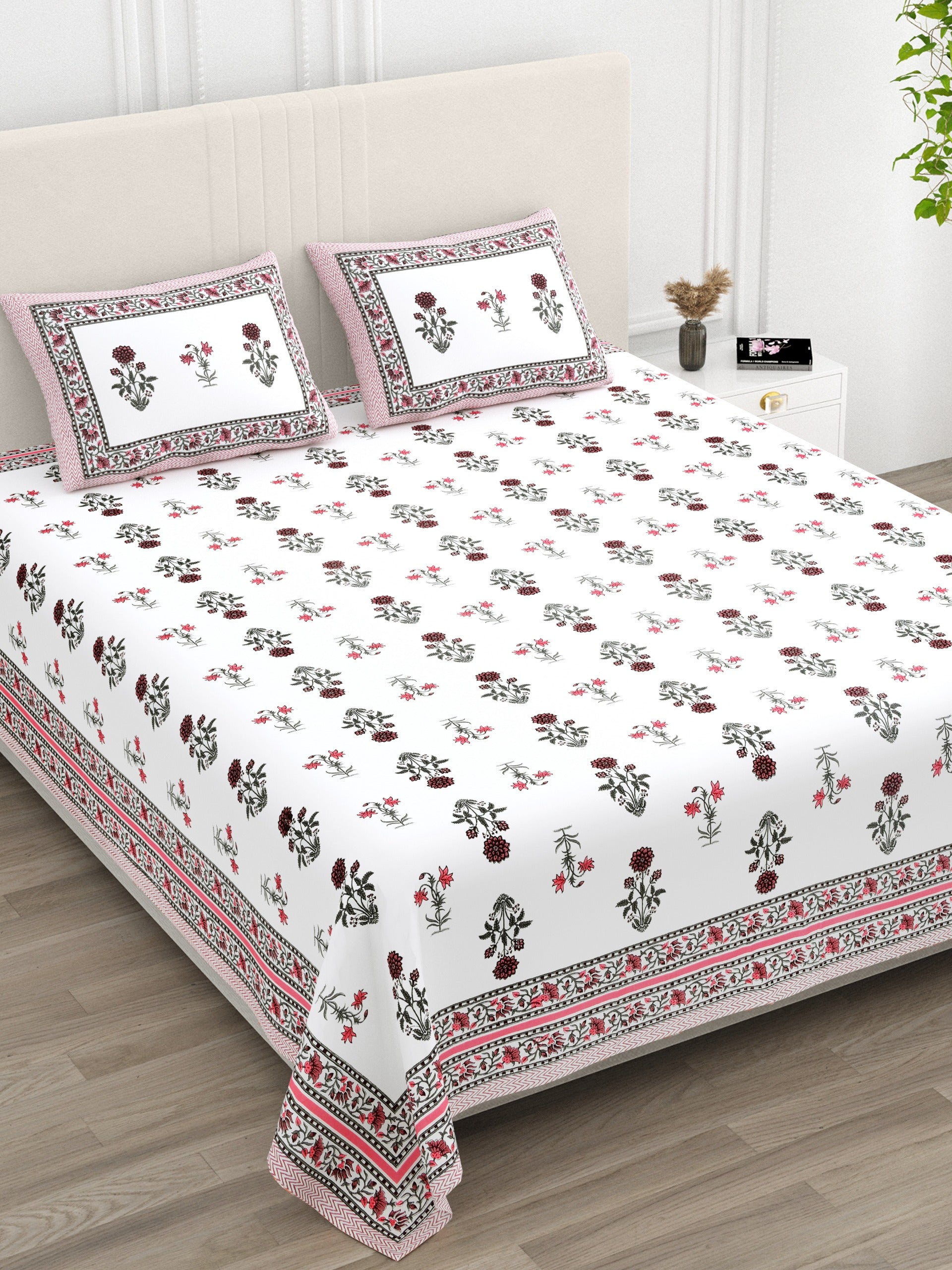 Pure cotton super king size bedsheet 108x108 inches/9x9 feet with 2 pillow covers