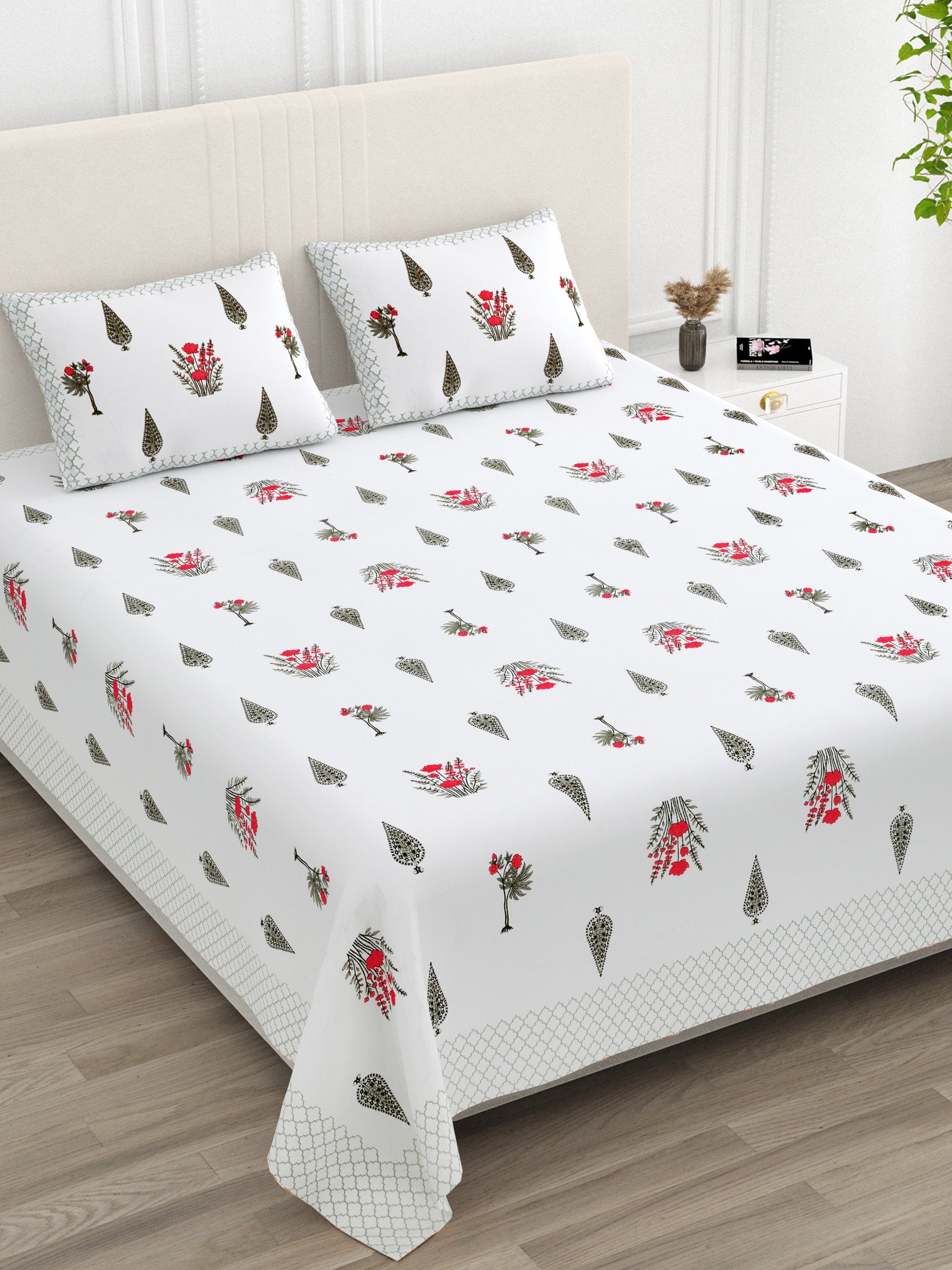 Pure cotton super king size bedsheet 108x108 inches/9x9 feet with 2 pillow covers