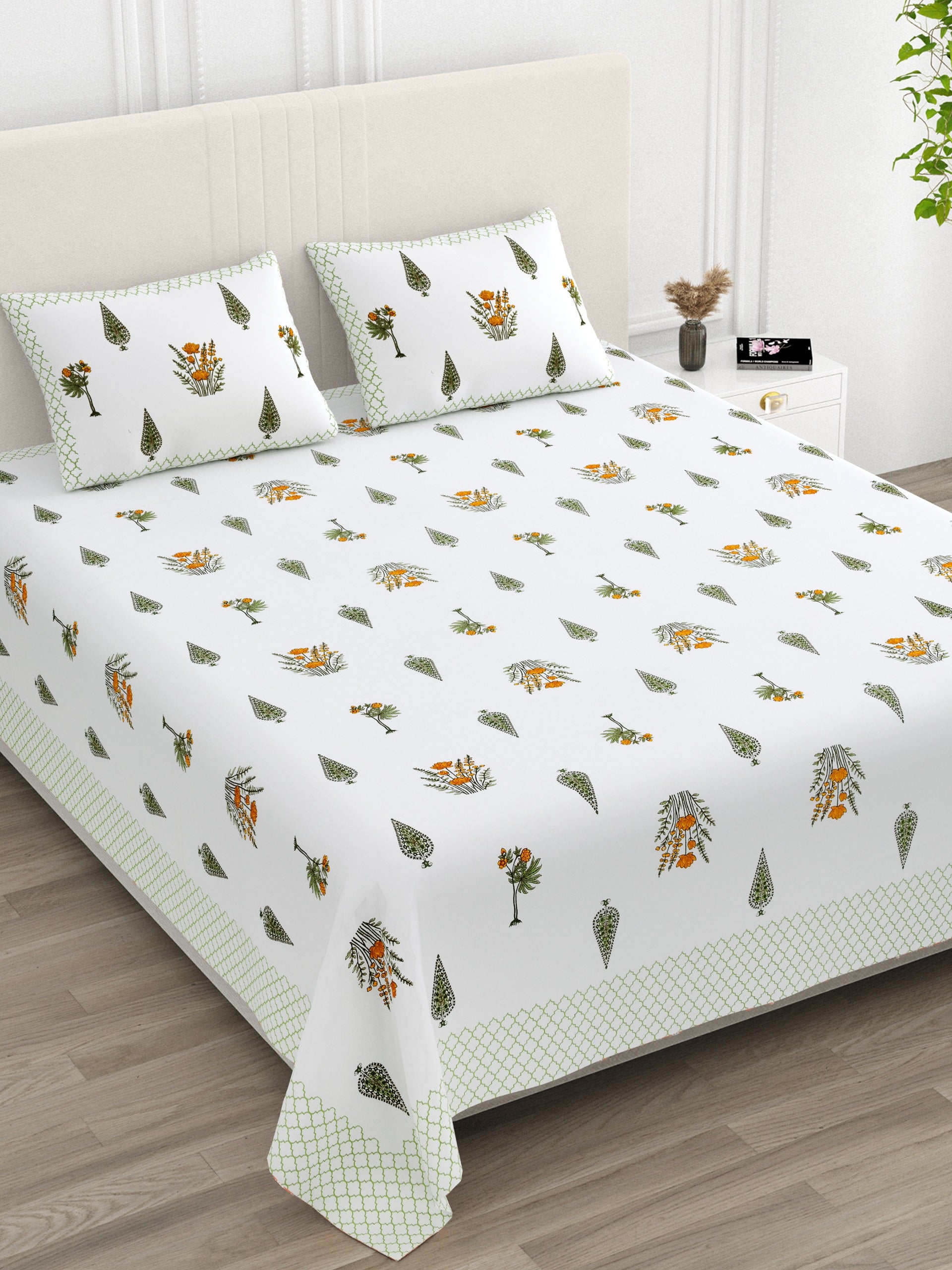 Pure cotton super king size bedsheet 108x108 inches/9x9 feet with 2 pillow covers