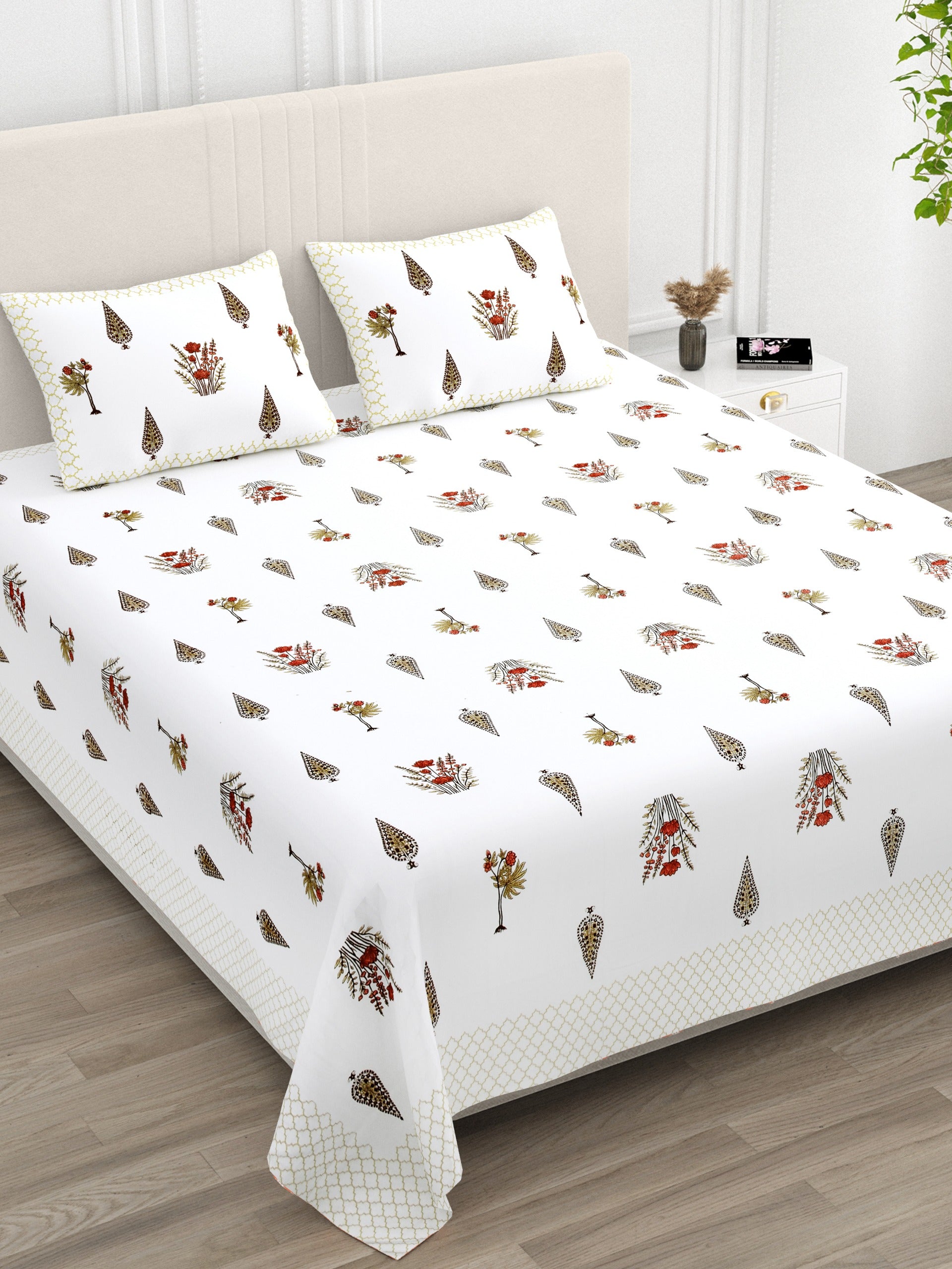 Pure cotton super king size bedsheet 108x108 inches/9x9 feet with 2 pillow covers