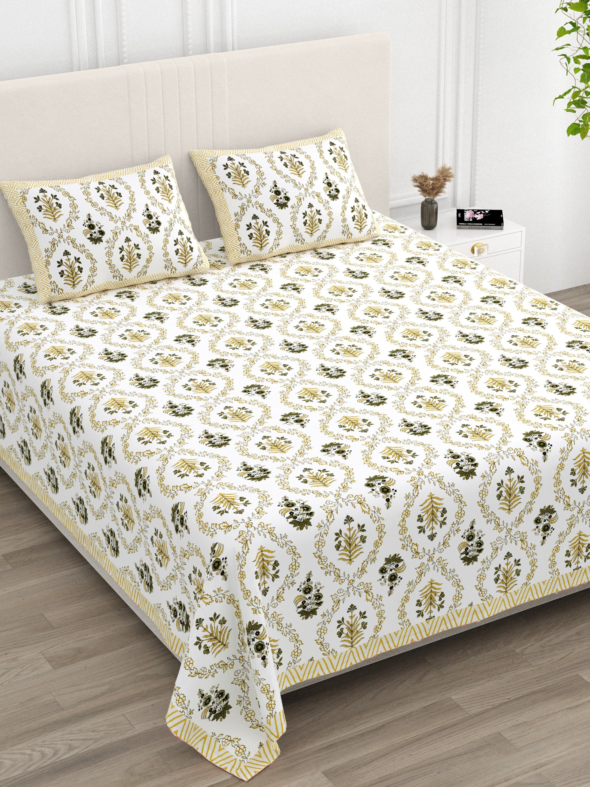 Pure cotton super king size bedsheet 108x108 inches/9x9 feet with 2 pillow covers