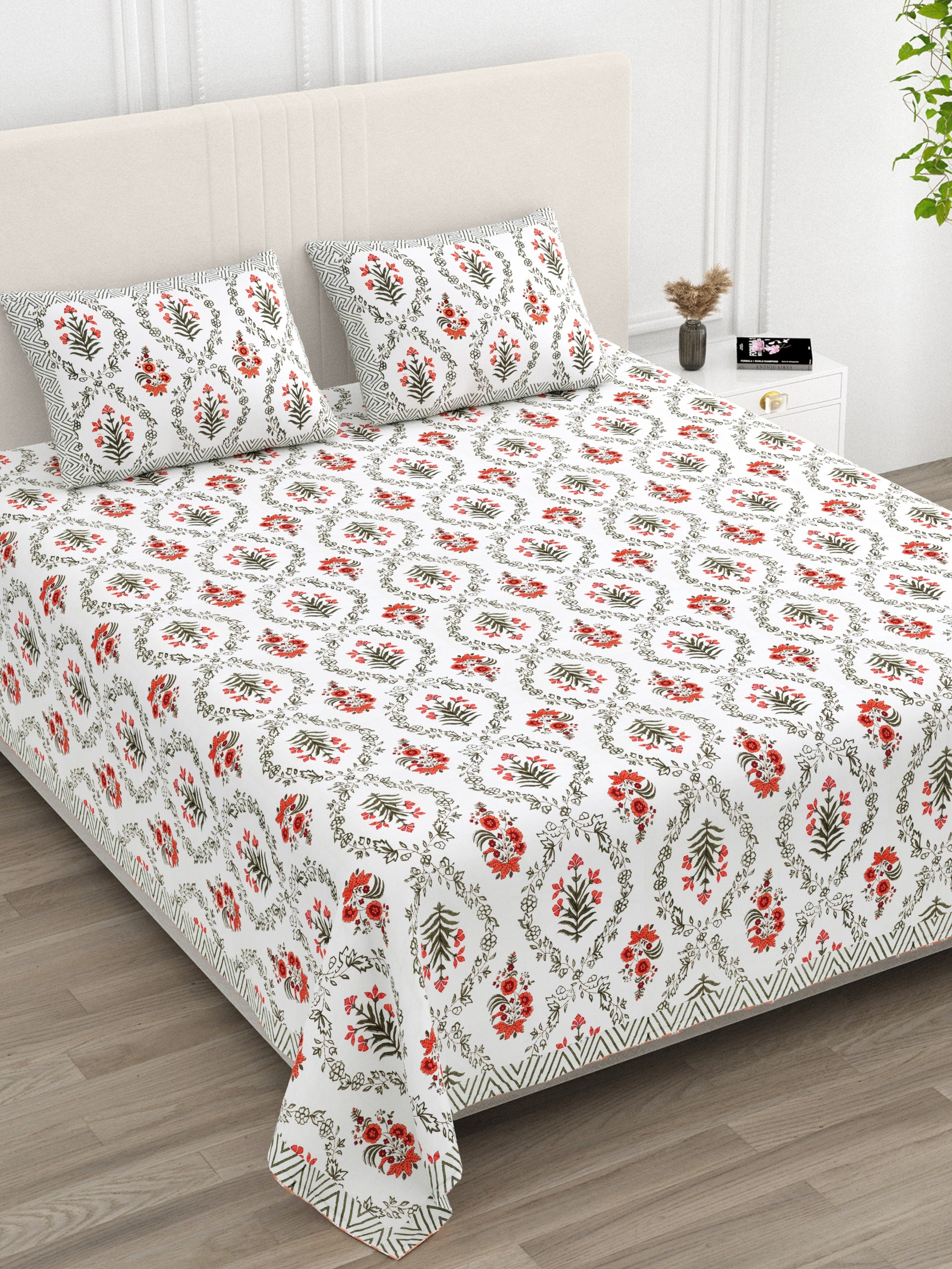 Pure cotton super king size bedsheet 108x108 inches/9x9 feet with 2 pillow covers