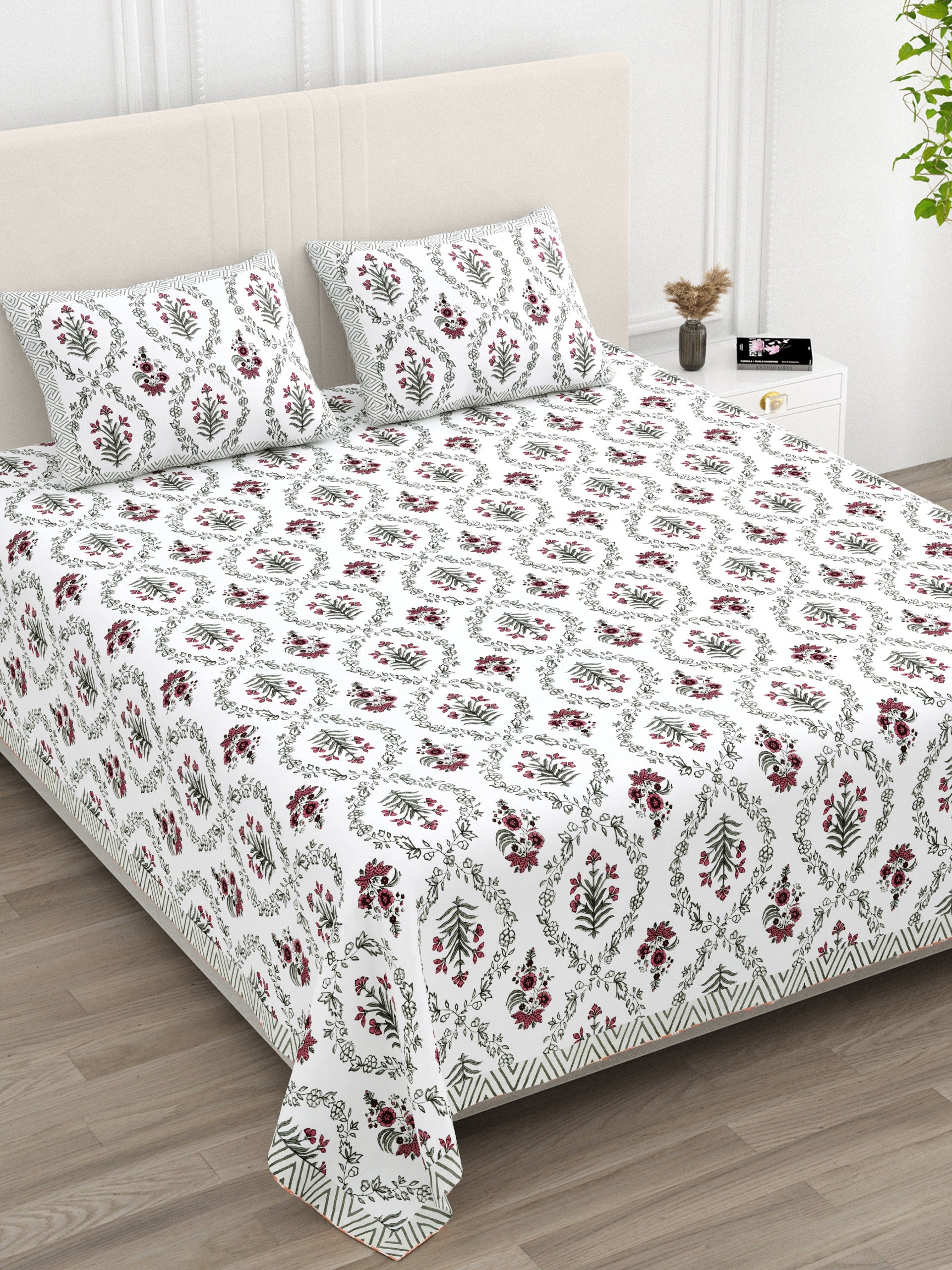 Pure cotton super king size bedsheet 108x108 inches/9x9 feet with 2 pillow covers