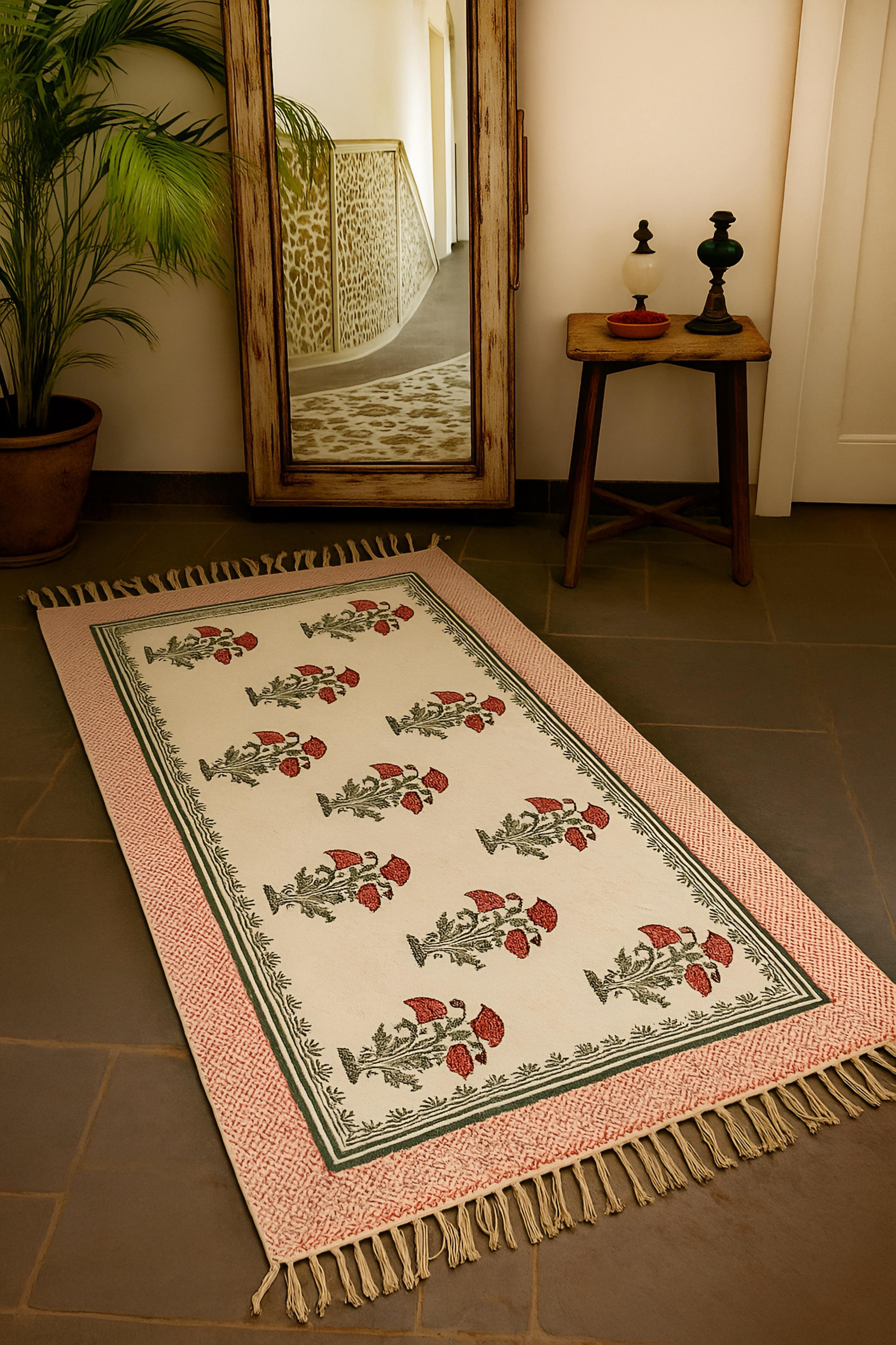 Handmade hand-block printed rugs (4x6 feet)