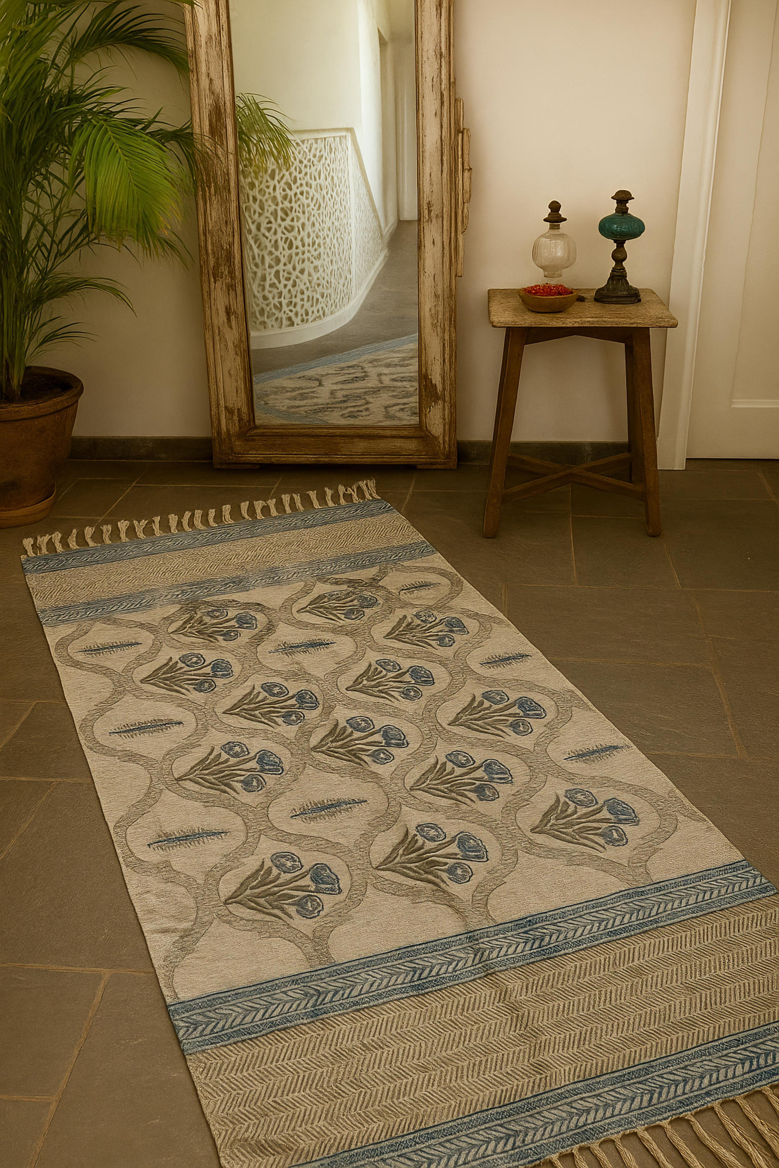Handmade hand-block printed rugs (3x5 feet)