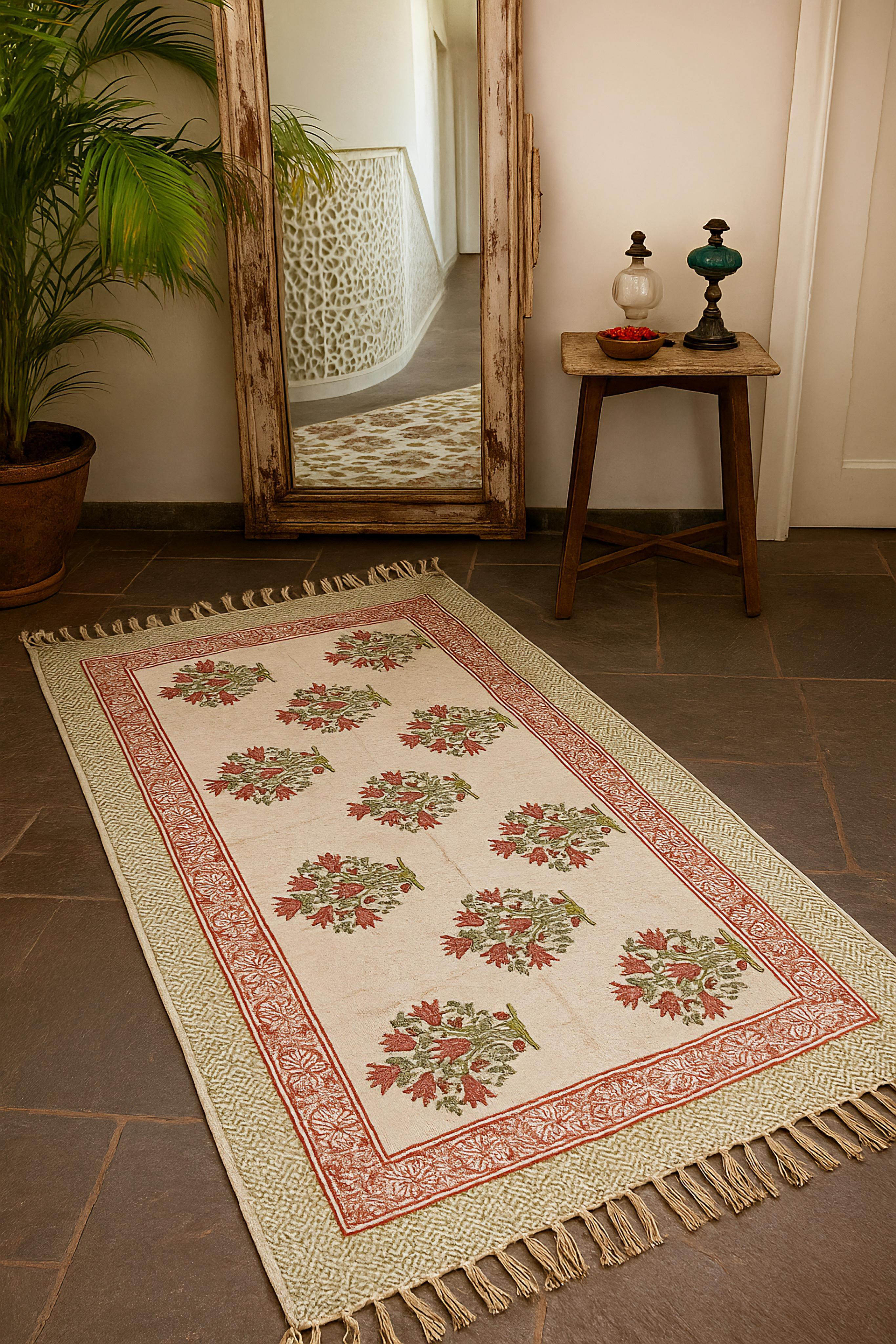 Handmade hand-block printed rugs (3x5 feet)