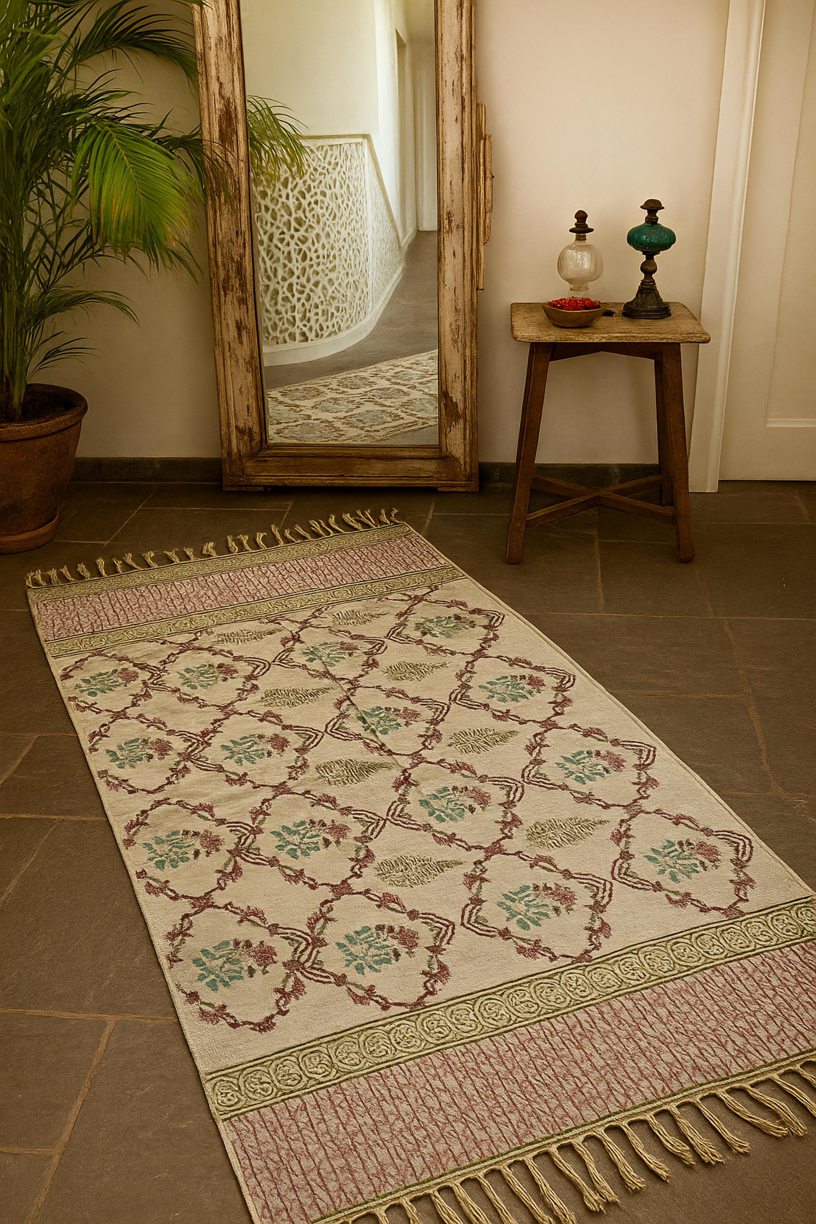 Handmade hand-block printed rugs (3x5 feet)