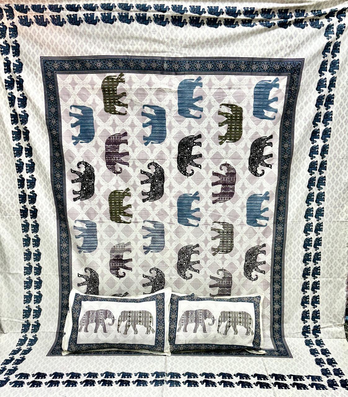 Pure cotton king size double bedsheet with two pillow covers (100x108 inches)