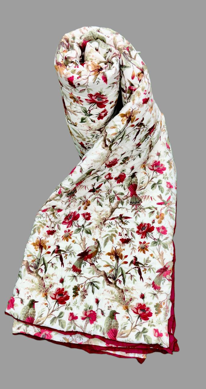 Pure mulmul cotton screen printed reversible double razai (90x108 inches)