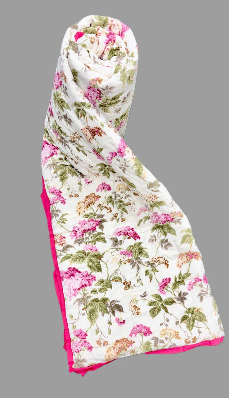Pure mulmul cotton screen printed reversible double razai (90x108 inches)