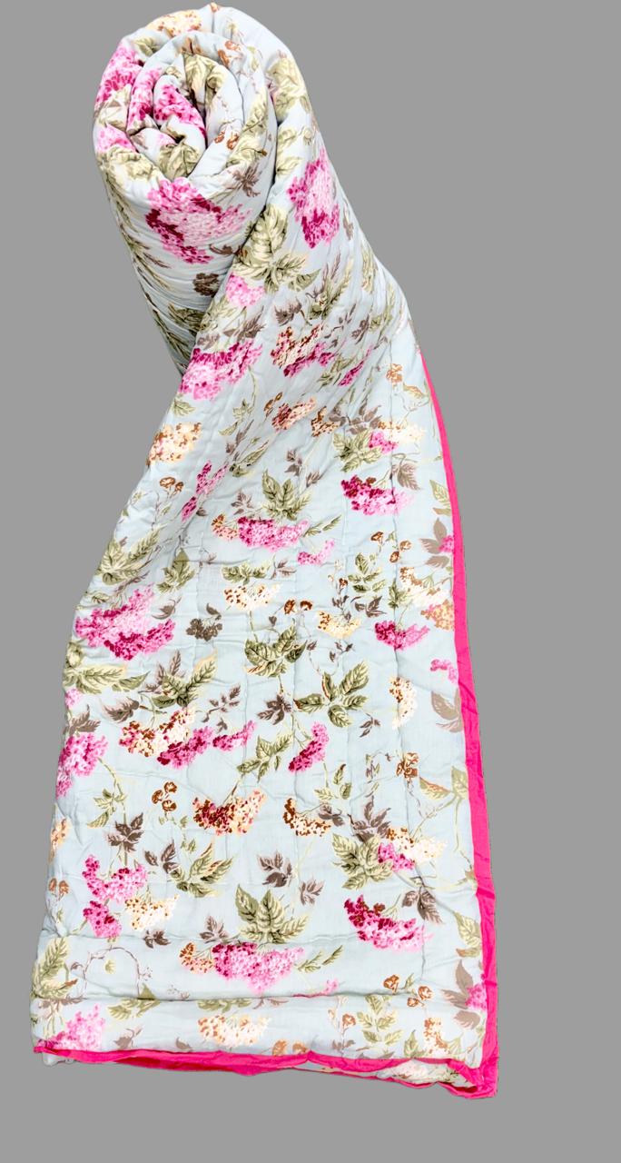 Pure mulmul cotton screen printed reversible double razai (90x108 inches)