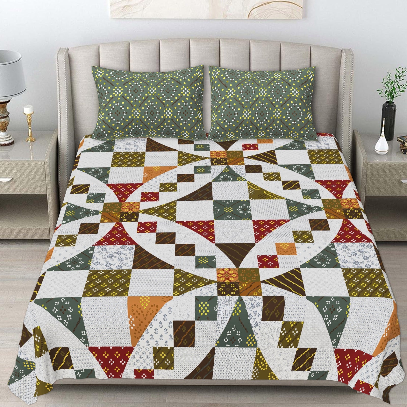 Pure cotton king size bedsheet with two pillow covers 100x108 inches