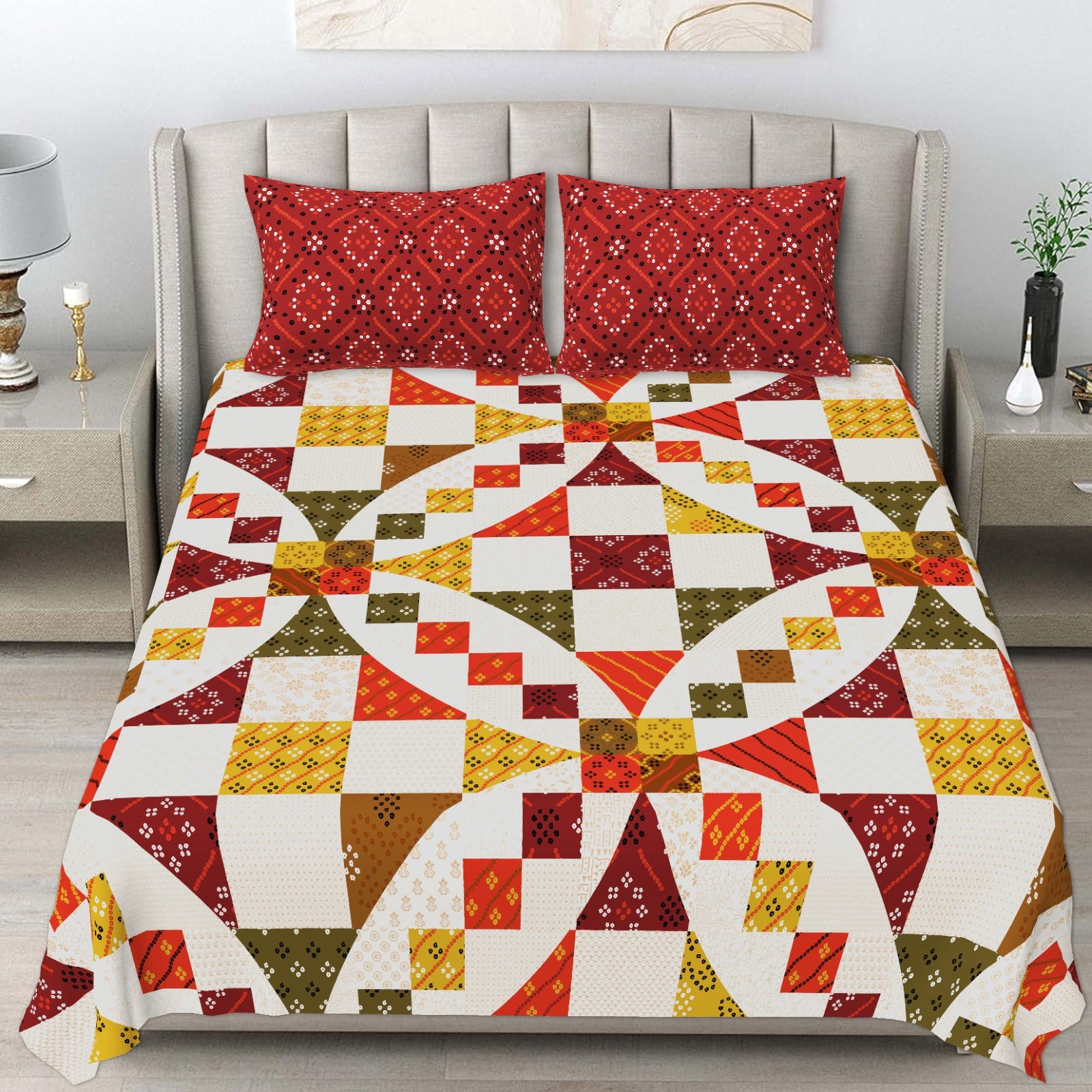 Pure cotton king size bedsheet with two pillow covers 100x108 inches