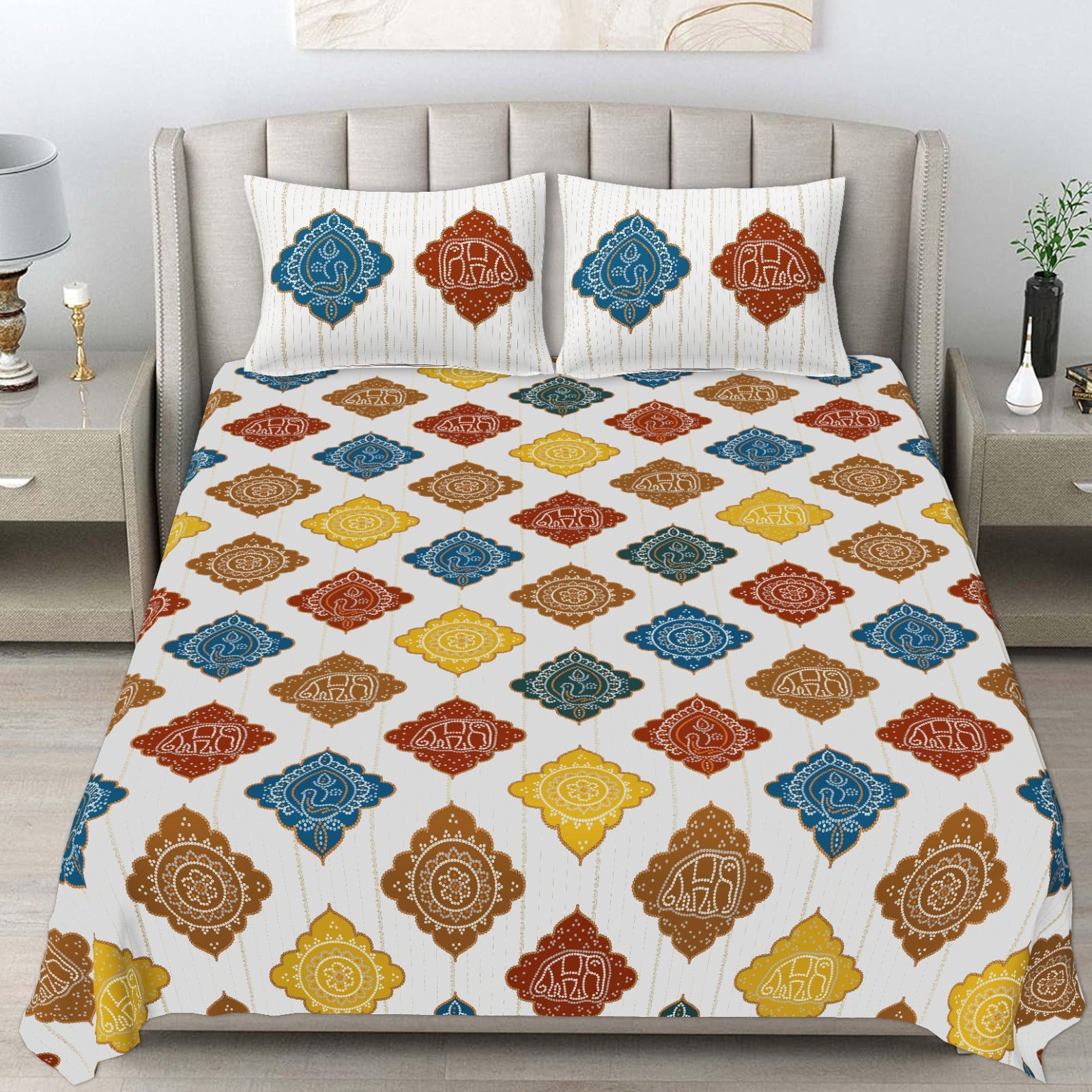 Pure cotton king size bedsheet with two pillow covers 100x108 inches