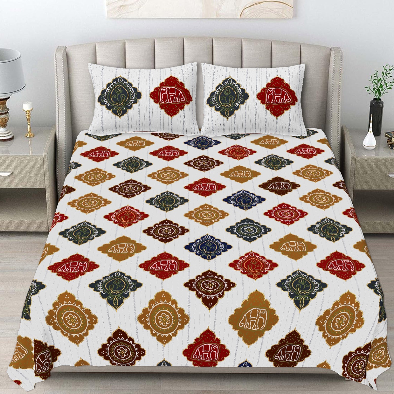 Pure cotton king size bedsheet with two pillow covers 100x108 inches