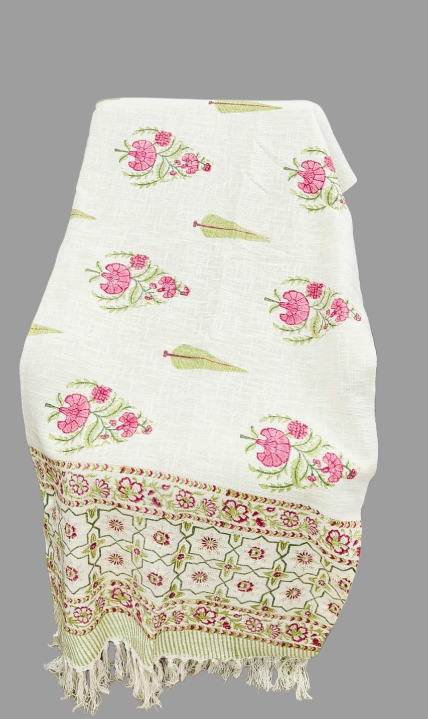 Pure cotton TNT slub hand-block printed sofa throws (60x80 inches)