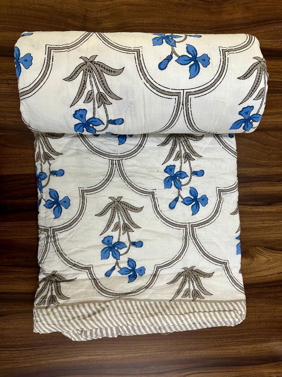 Pure mulmul cotton screen printed single razai