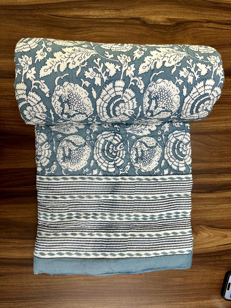 Pure mulmul cotton screen printed single razai/quilt (60x90 inches)