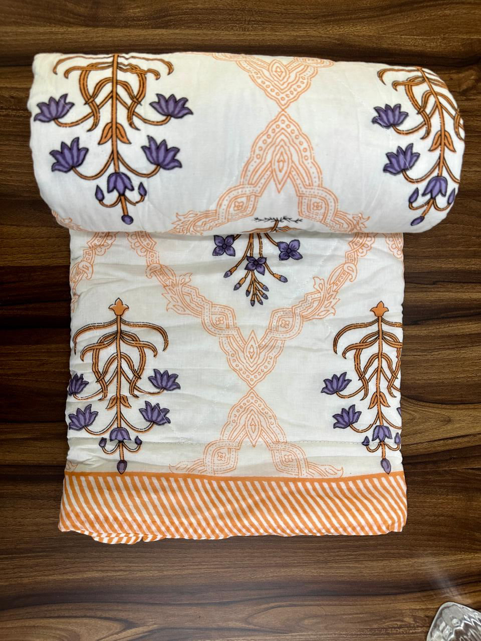 Pure mulmul cotton screen printed single razai/quilt (60x90 inches)