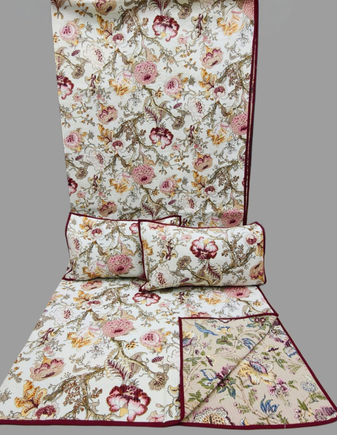 Pure cotton quilted bedcovers with two quilted pillow covers (90x108 inches)