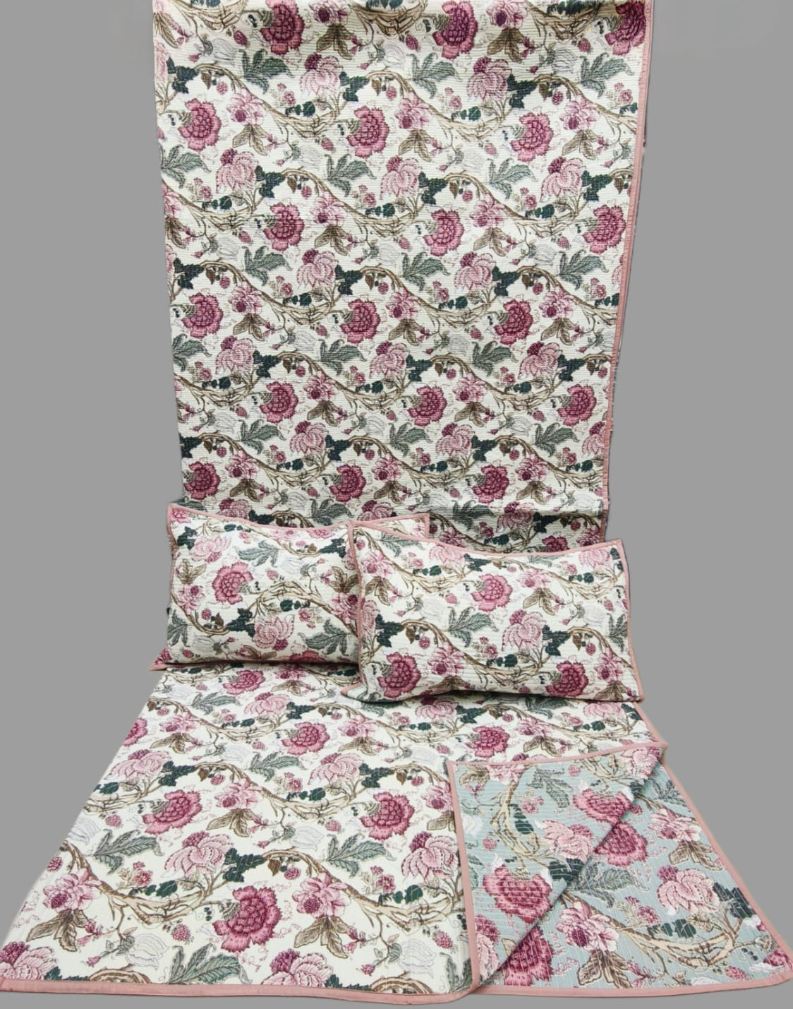Pure cotton quilted bedcovers with two quilted pillow covers (90x108 inches)