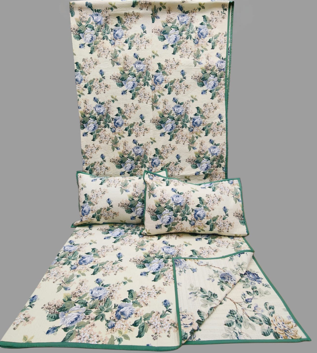 Pure cotton quilted bedcovers with two quilted pillow covers (90x108 inches)