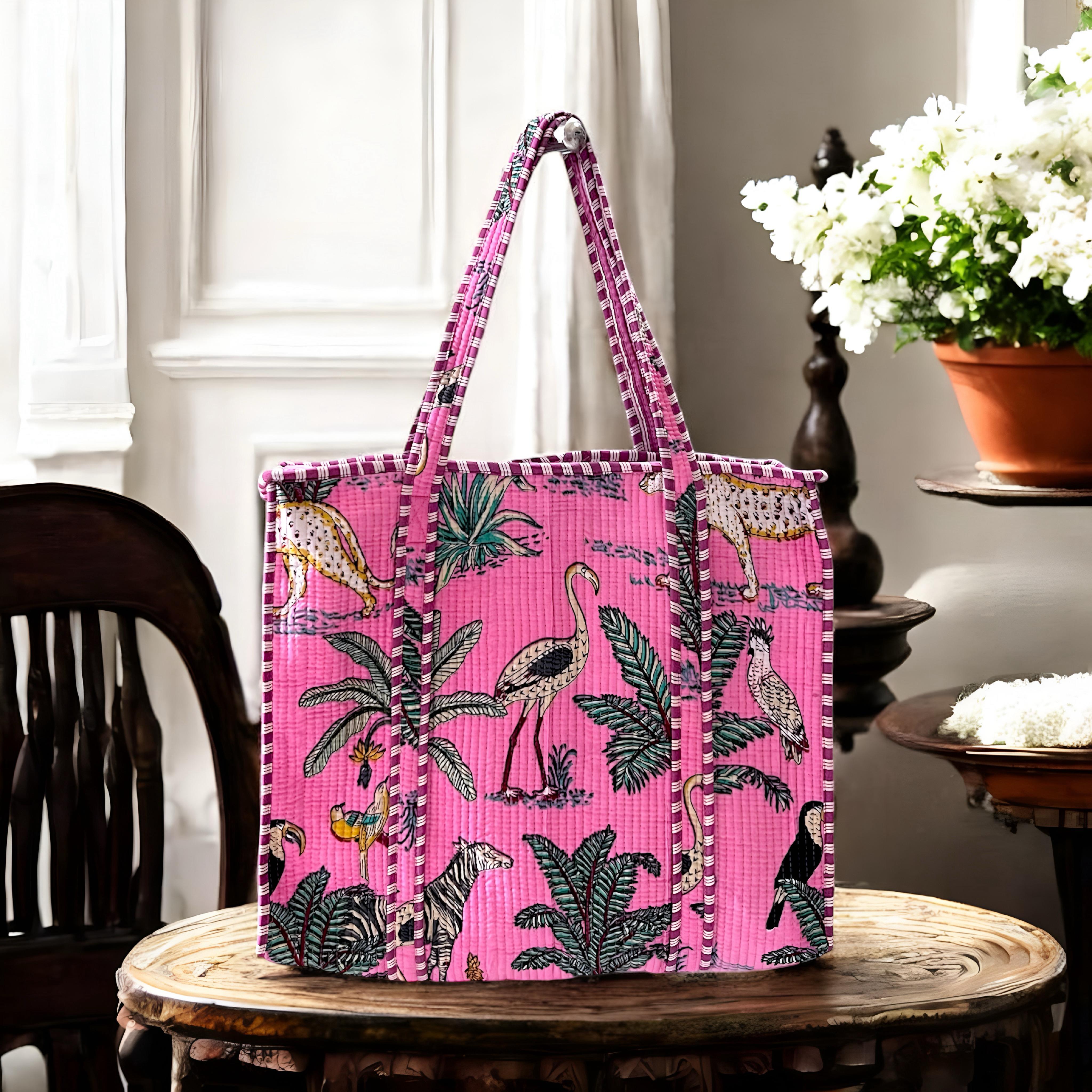 Pure cotton quilted tote bags (18x18 inches)