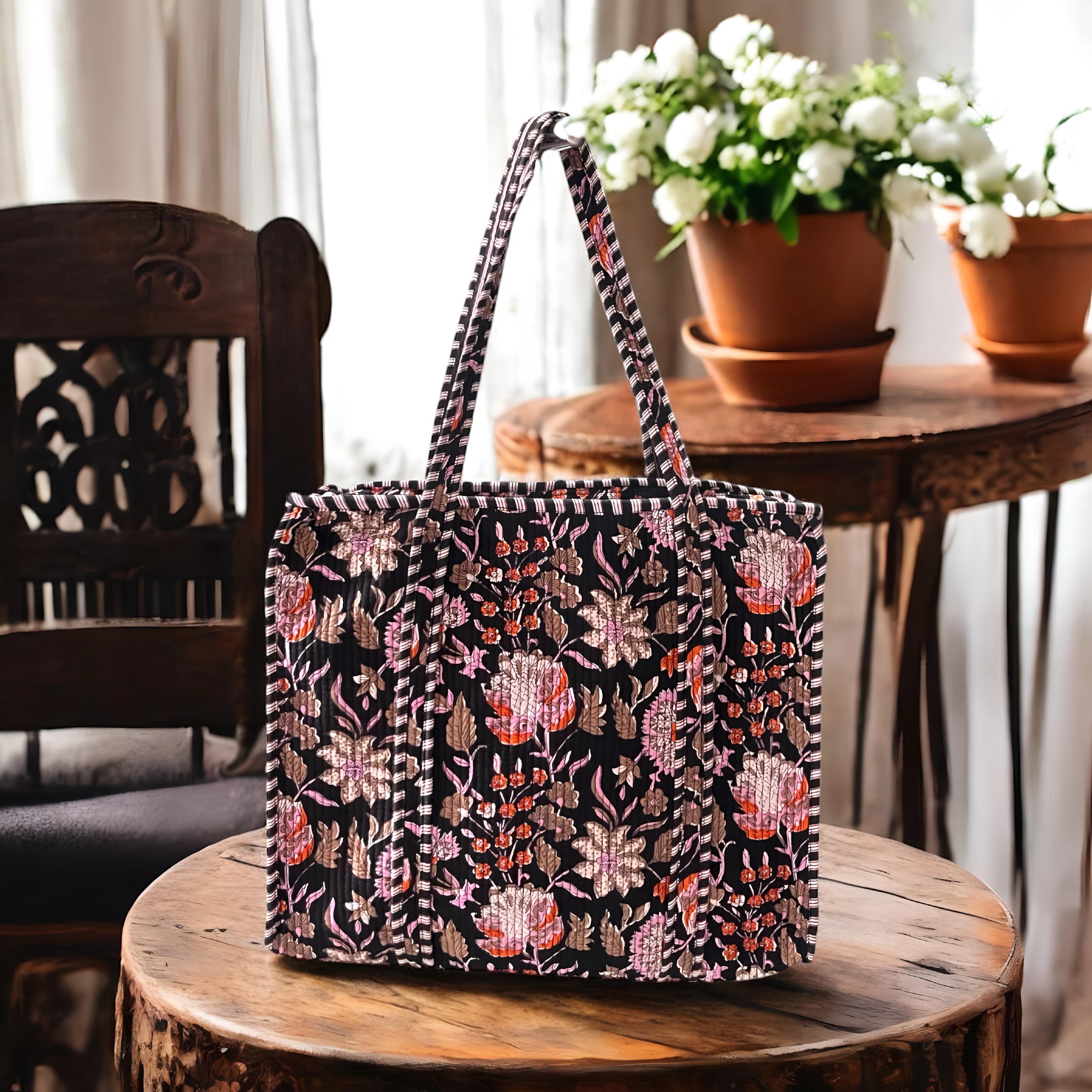 Pure cotton quilted tote bags (18x18 inches)