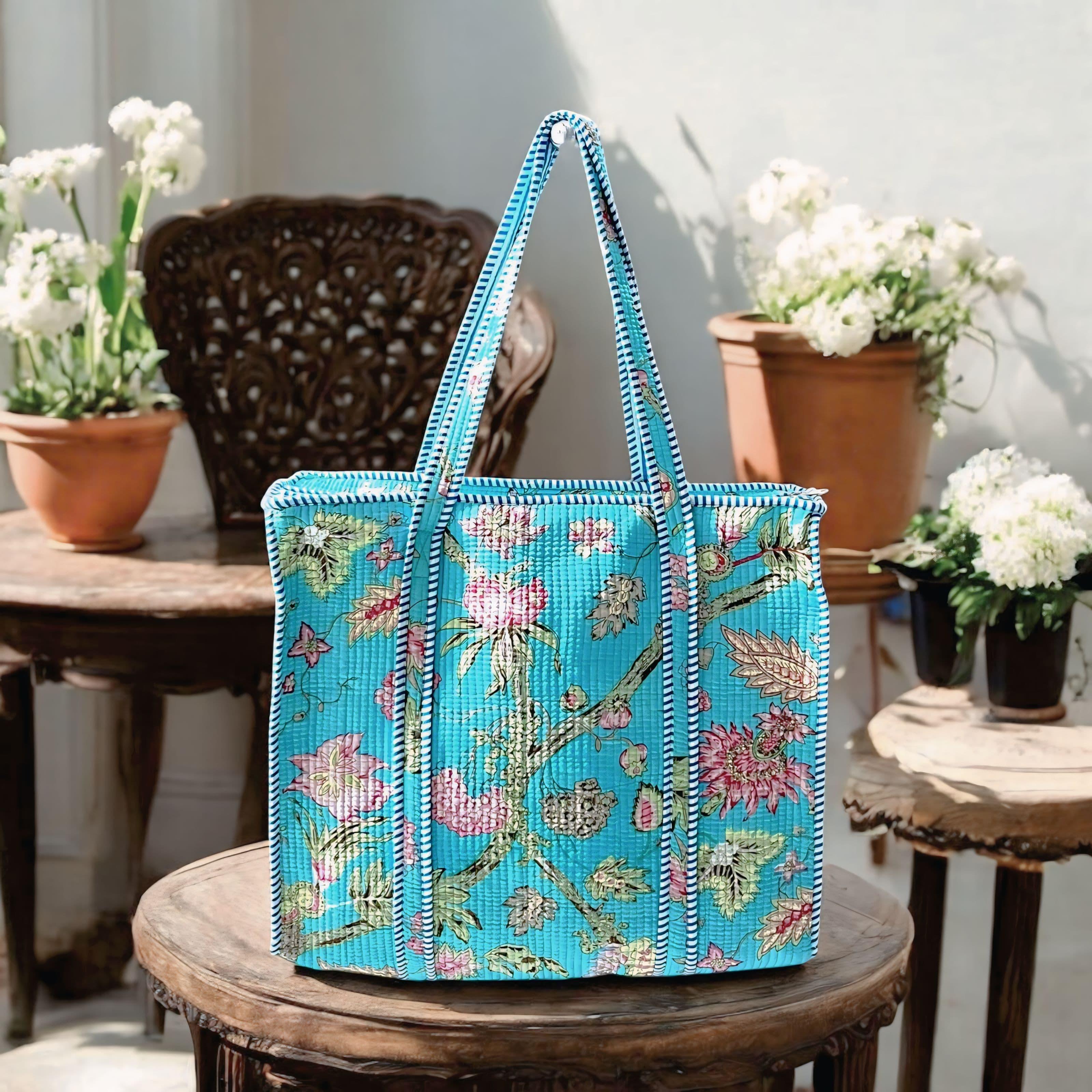 Pure cotton quilted tote bags (18x18 inches)