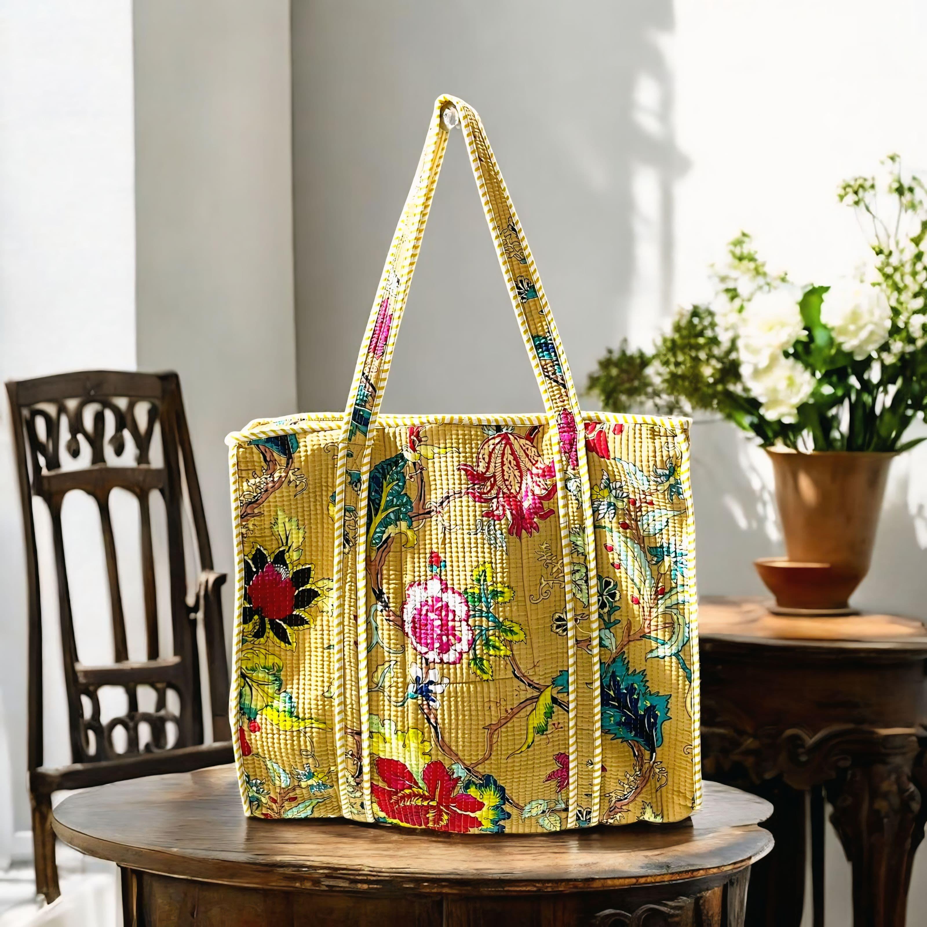 Pure cotton quilted tote bags (18x18 inches)