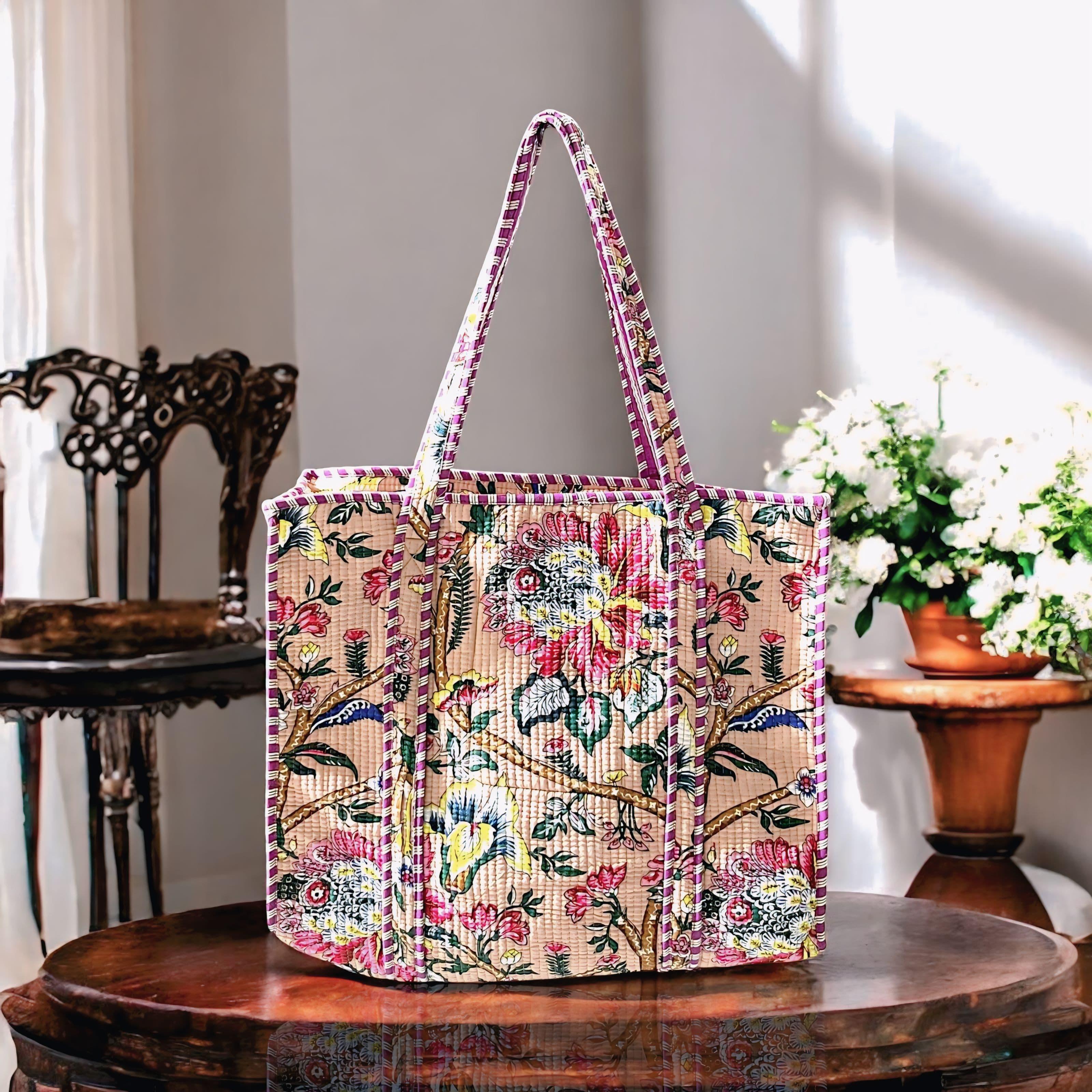 Pure cotton quilted tote bags (18x18 inches)