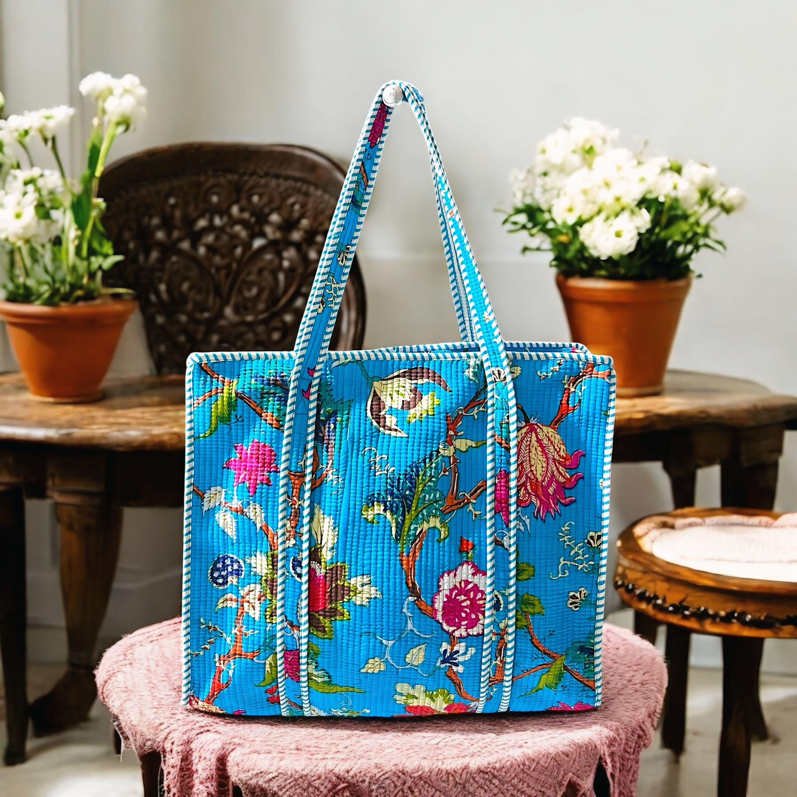 Pure cotton quilted tote bags (18x18 inches)