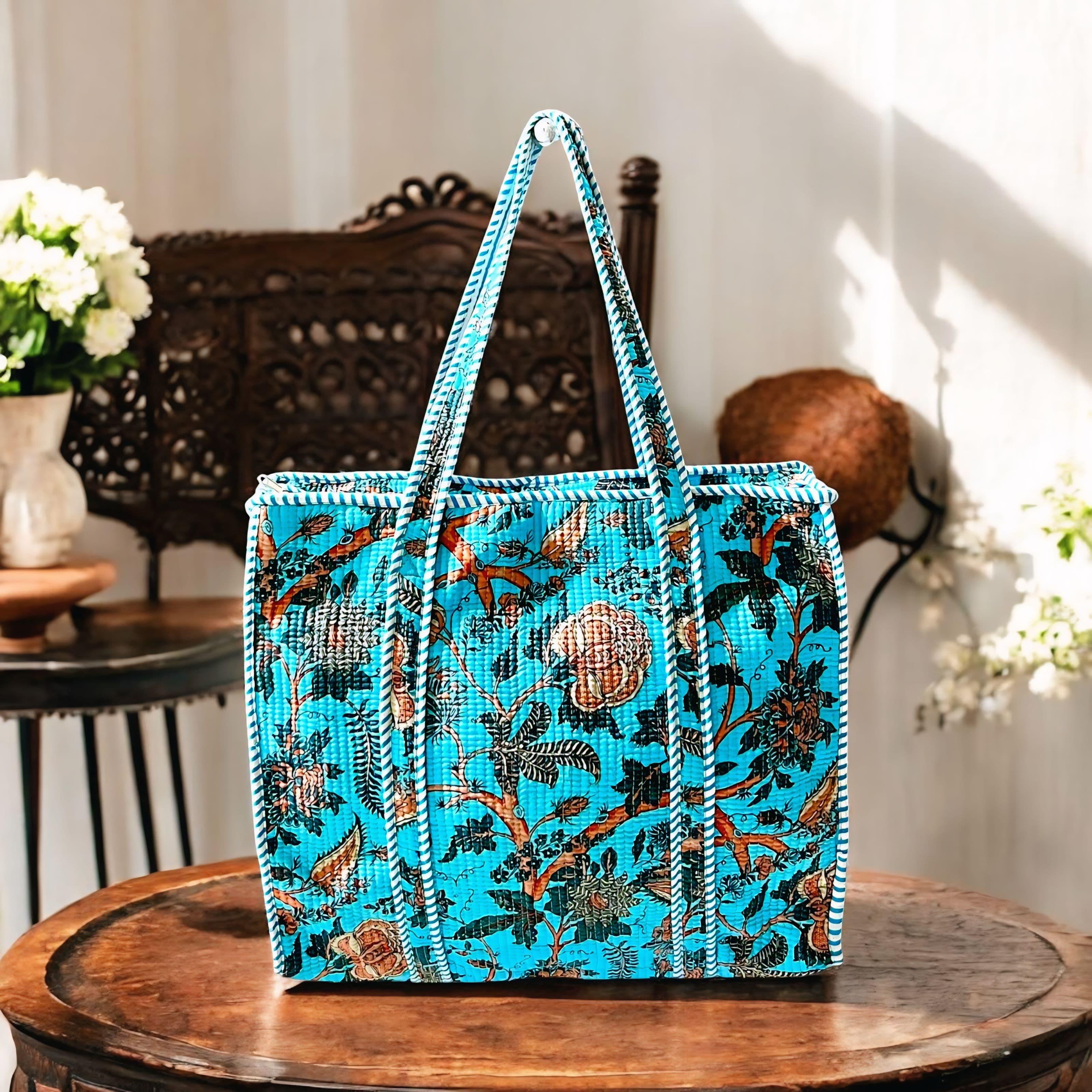 Pure cotton quilted tote bags (18x18 inches)