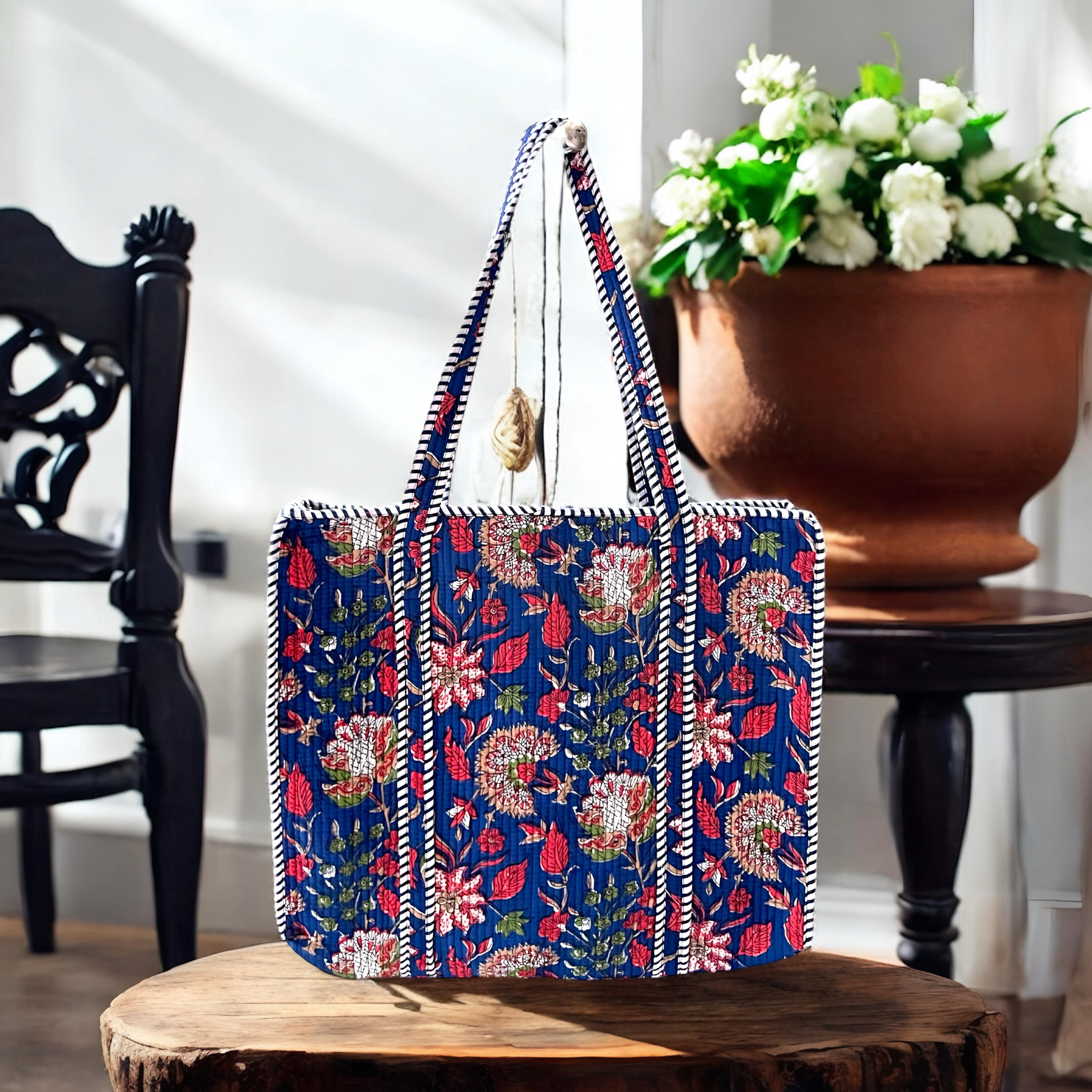 Pure cotton quilted tote bags (18x18 inches)