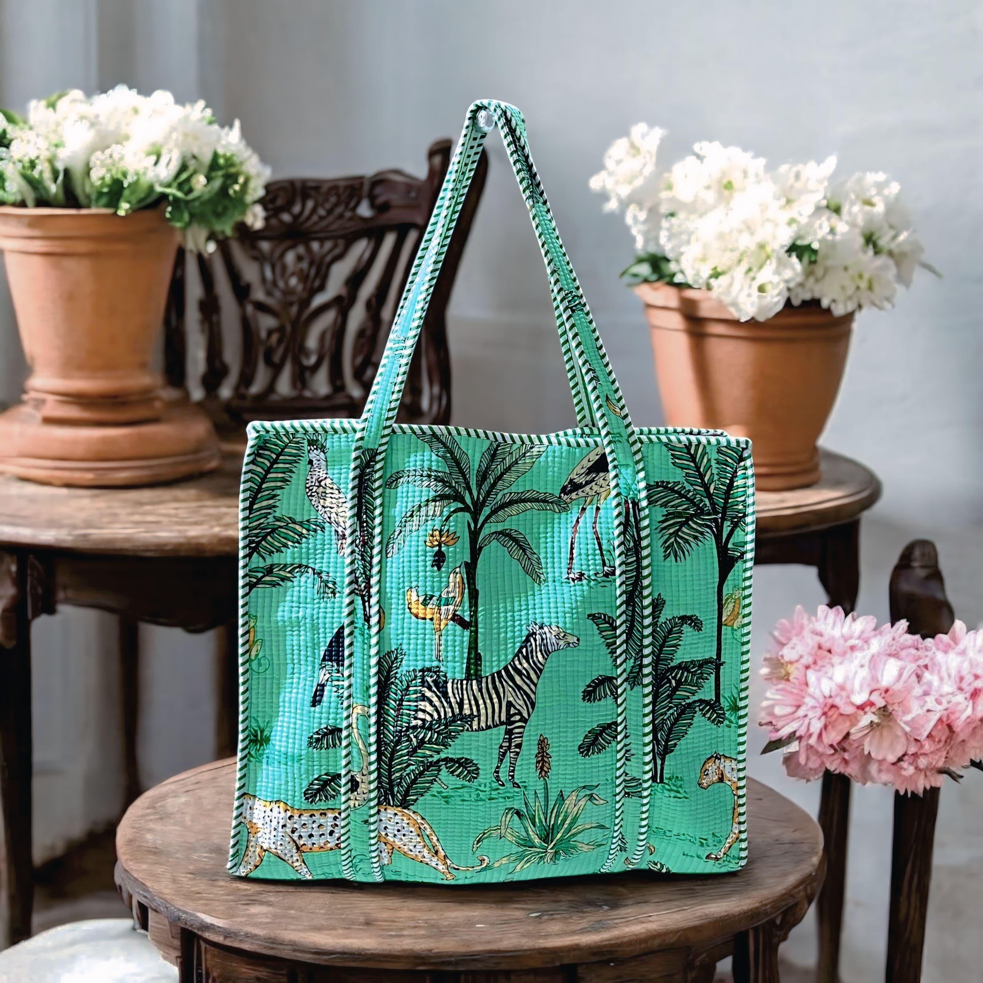 Pure cotton quilted tote bags (18x18 inches)