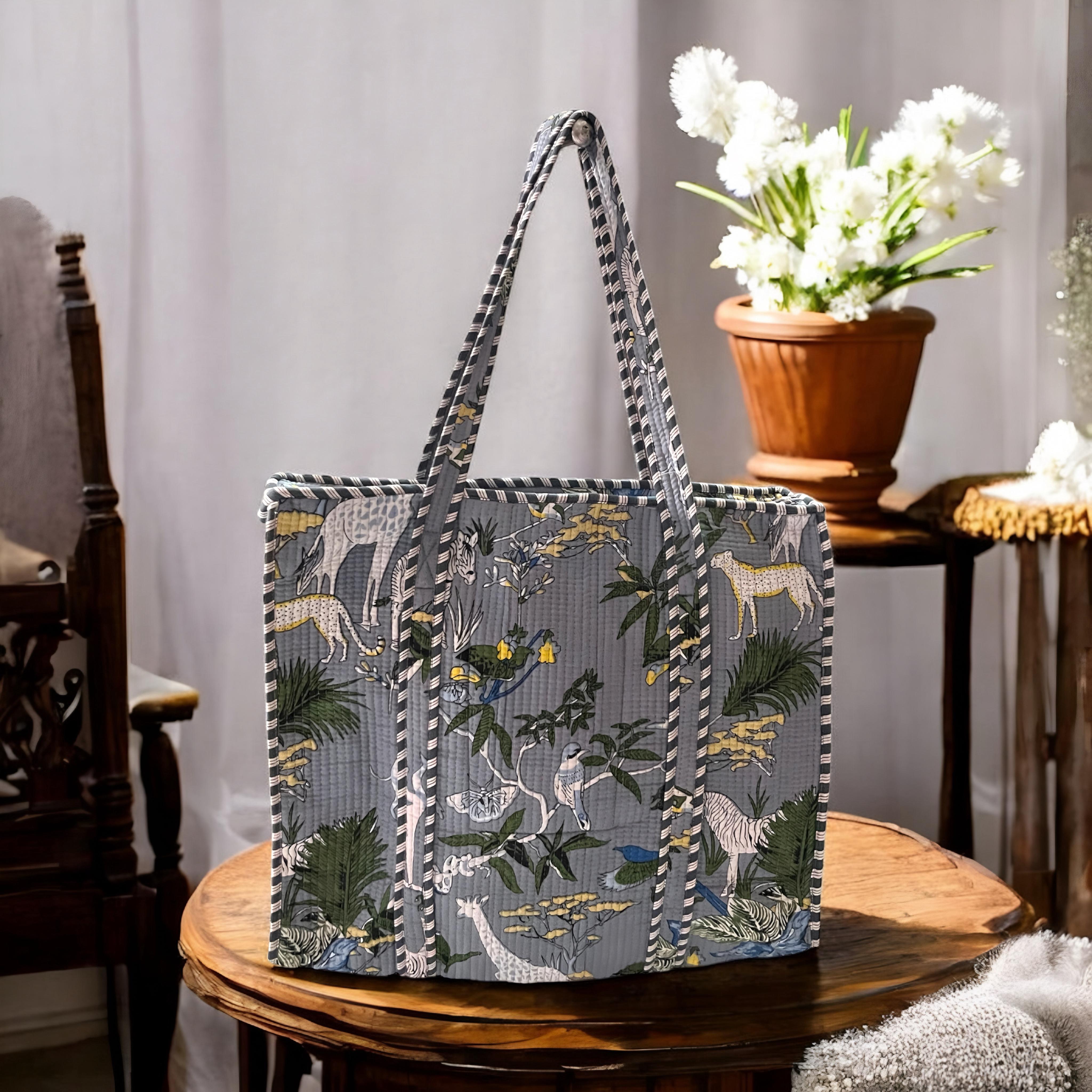 Pure cotton quilted tote bags (18x18 inches)