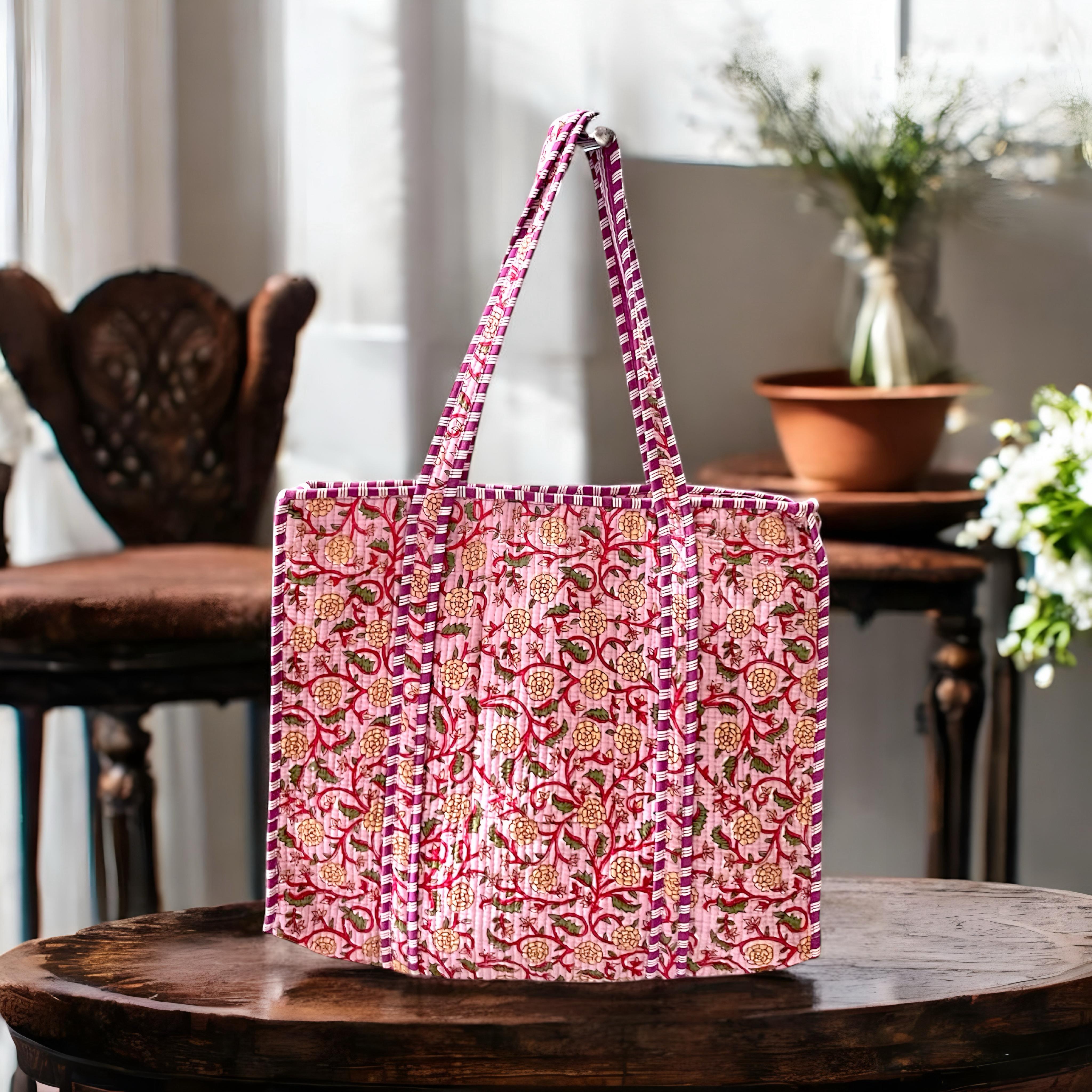 Pure cotton quilted tote bags (18x18 inches)